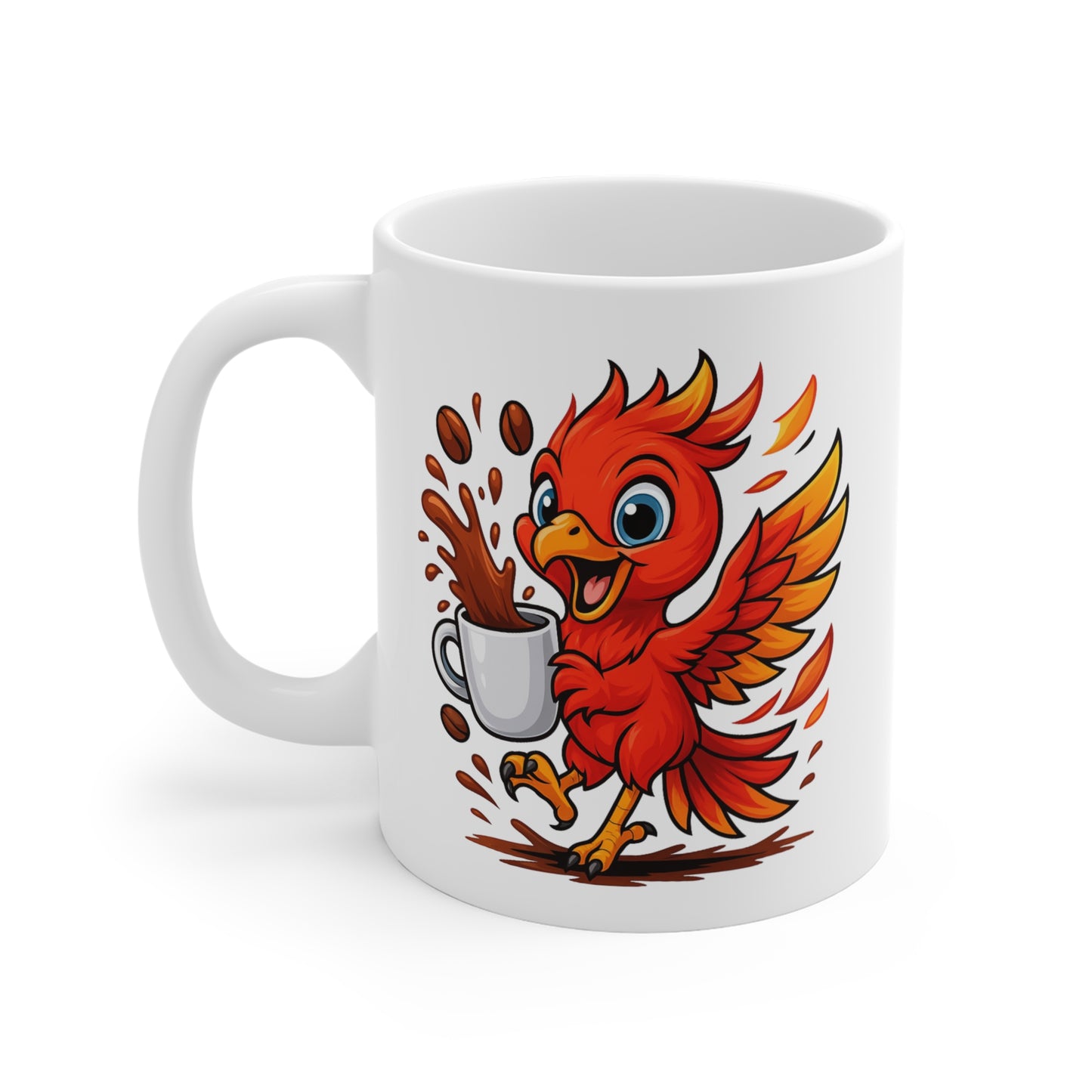 Mug Phénix Café – Tasse Céramique 325ml – Design Oiseau de Feu Cartoon – Cadeau Original et Énergique