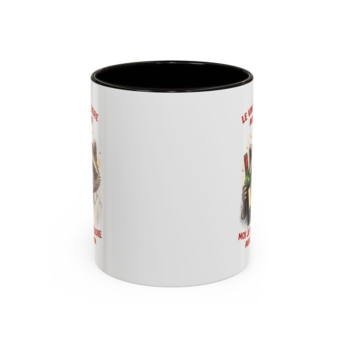 Mug Le Vin S’Améliore Avec L’Âge – Tasse Humour Vin Cadeau Amateur Vin Anniversaire Noir Bleu Rouge 325ml