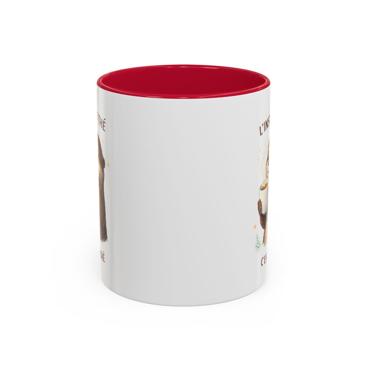 Mug L’Instant Thé C’est Sacré – Tasse Humour Thé Loutre Cadeau Amateur Thé Noir Bleu Rouge 325ml