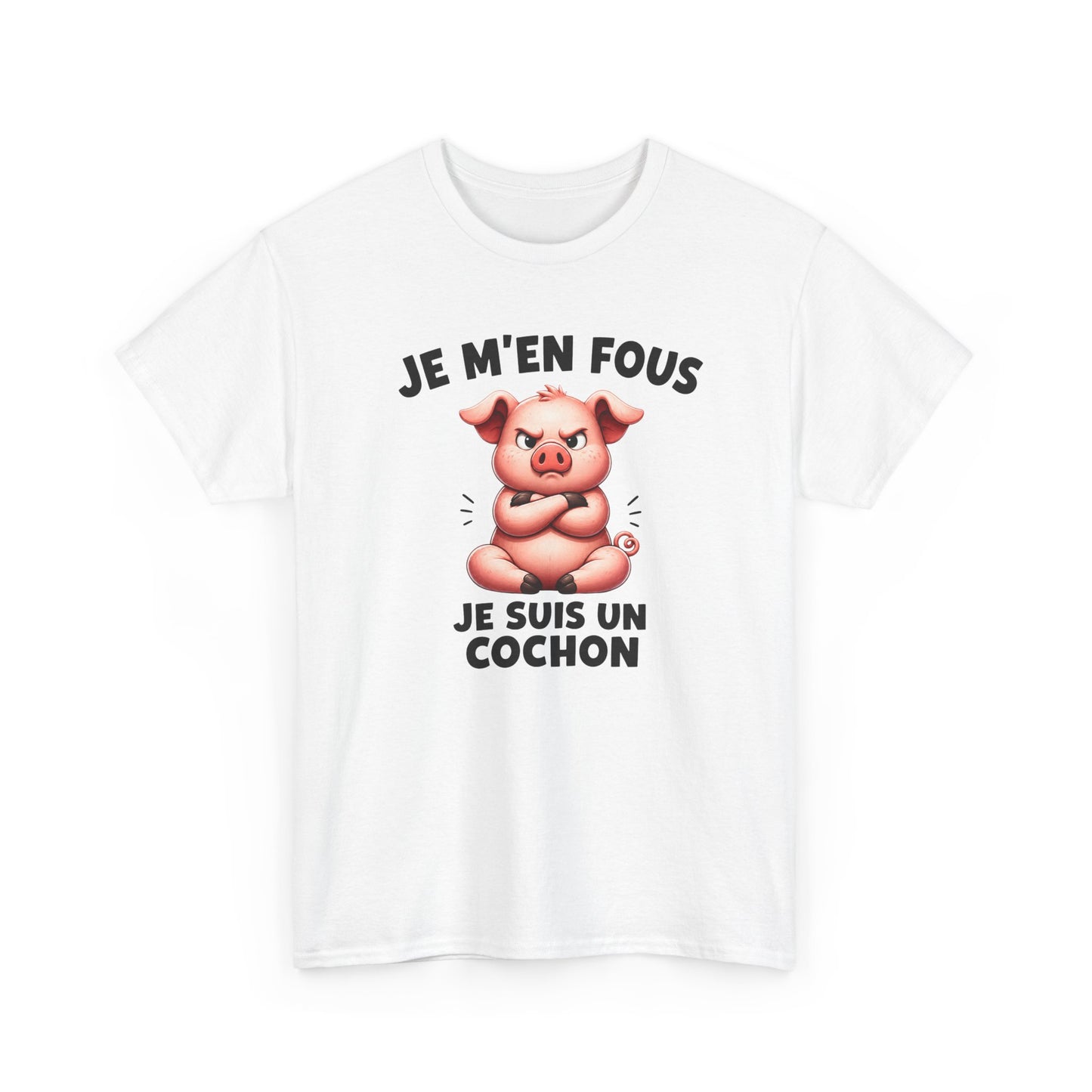 Tee Shirt Je M’En Fous Je Suis Un Cochon – T-Shirt Humour Cochon Grincheux – Cadeau Homme Femme Animal Mignon et Sarcastique