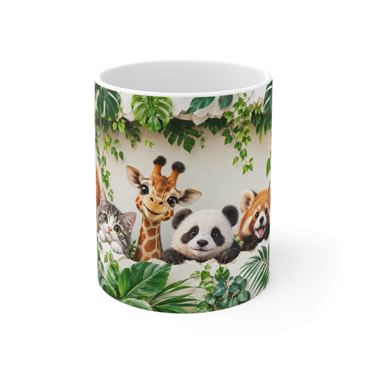 Mug Animaux de la Jungle et Compagnie – Chien, Chat, Girafe, Panda, Panda Roux et Koala – Tasse Colorée Cadeau Amoureux des Animaux