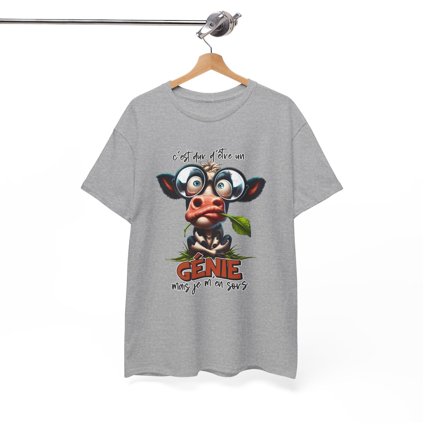 Tee Shirt C’est Dur d’Être un Génie Mais Je M’en Sors – T-Shirt Humour Vache Rigolote – Cadeau Homme Femme