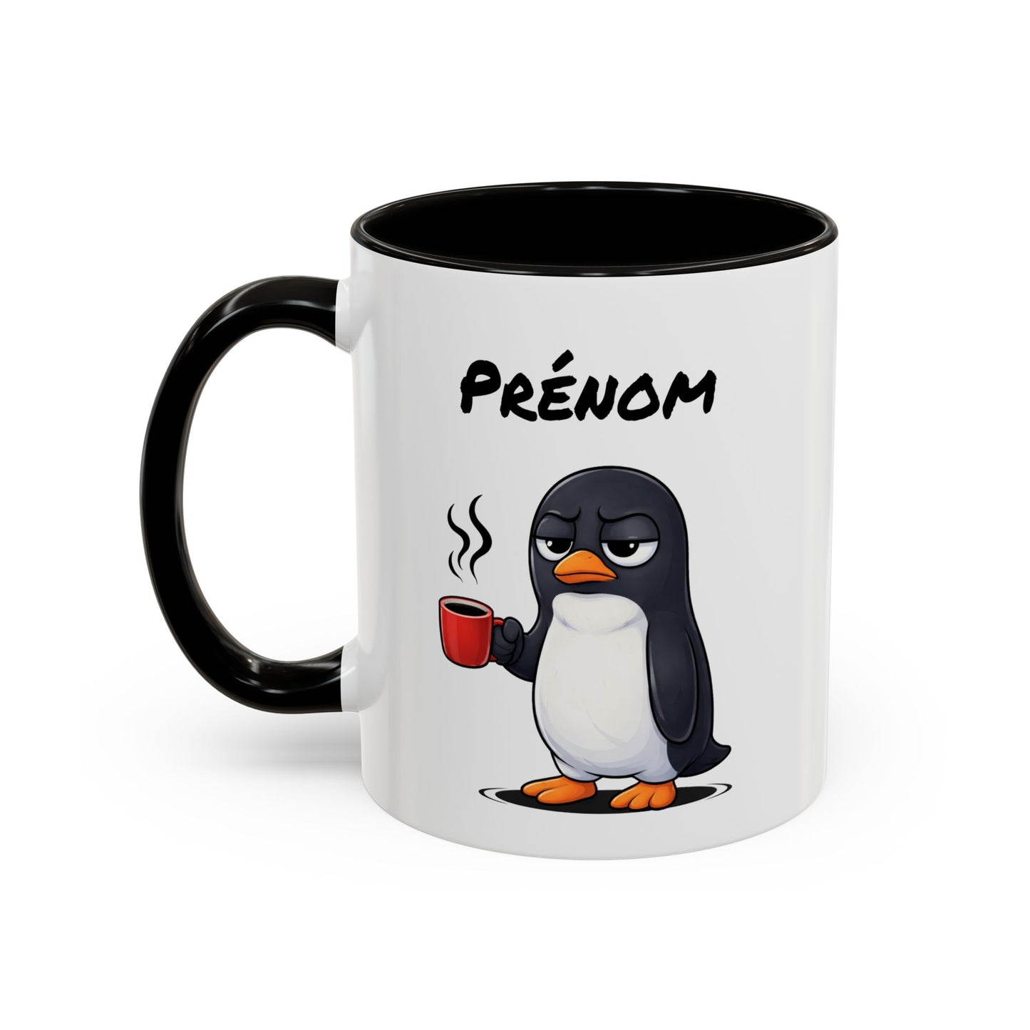 Mug Pingouin Fatigué Personnalisable 325ml – Tasse Café Humour Animal Mignon Drôle Réveil Difficile
