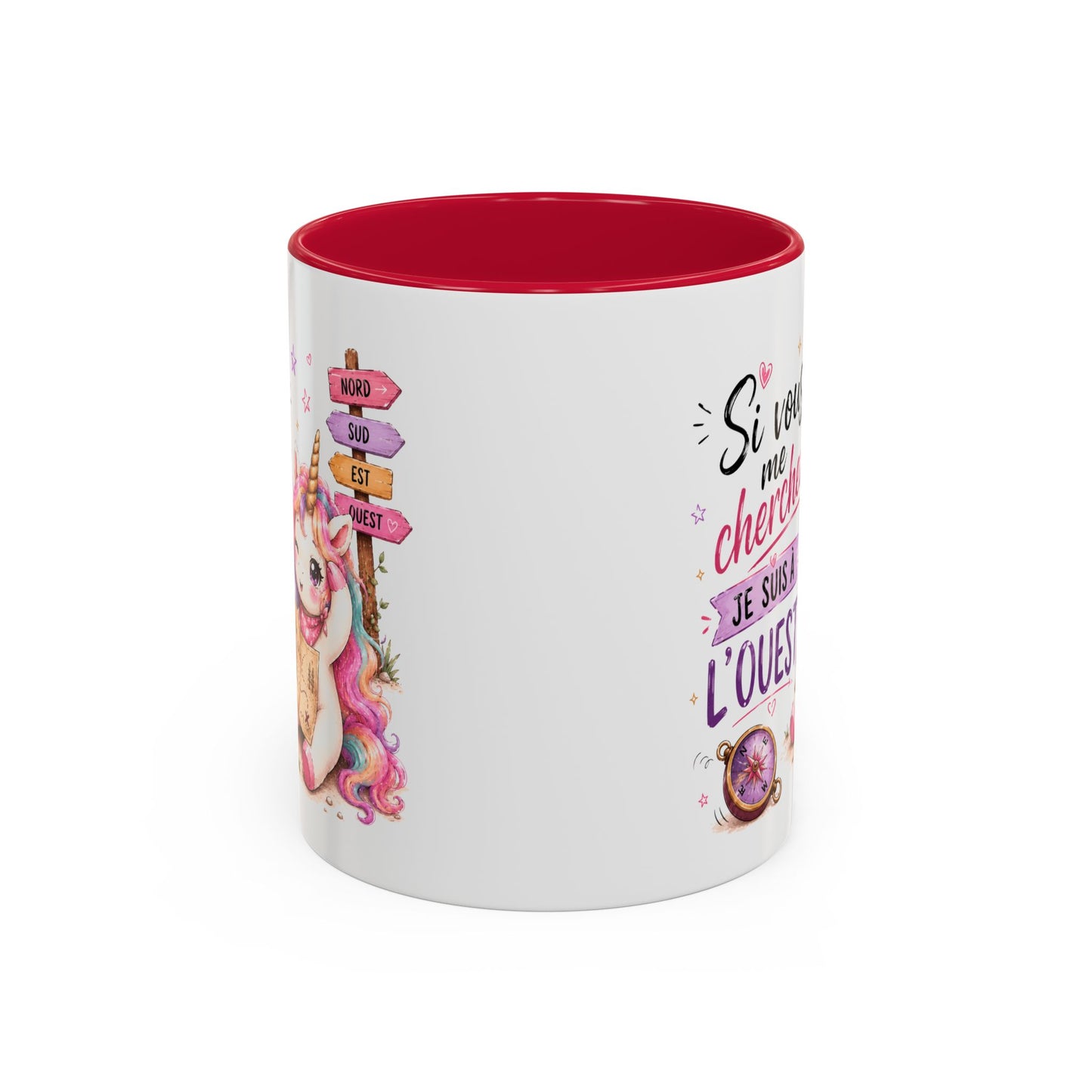 Tasse Si Vous Me Cherchez Je Suis À L’Ouest – Mug Licorne Humour Kawaii – Cadeau Femme Fille 325ml