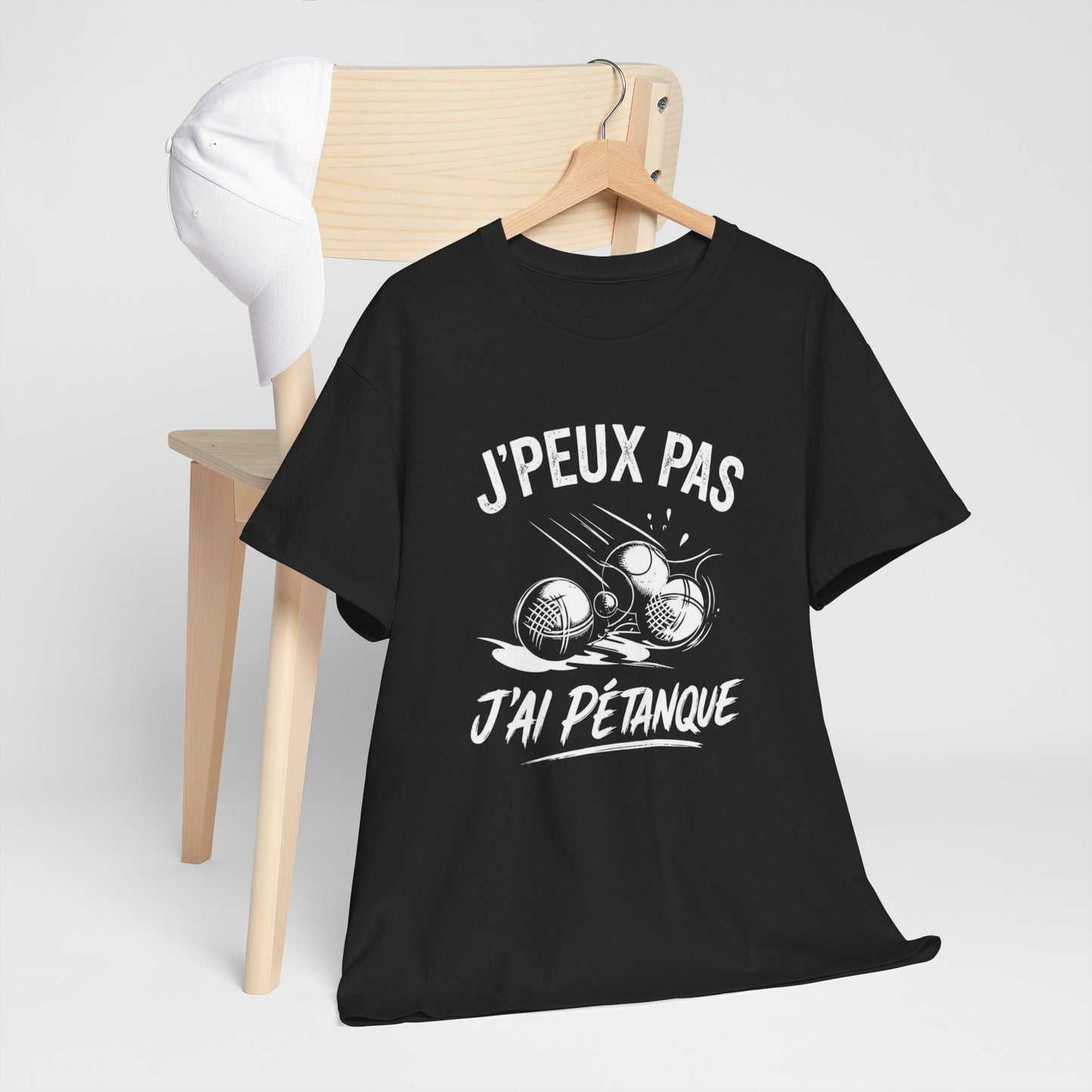 T-Shirt Pétanque Humour Homme Femme – J’Peux Pas J’Ai Pétanque – Tee Shirt Joueur de Boules Drôle Cadeau Pétanque