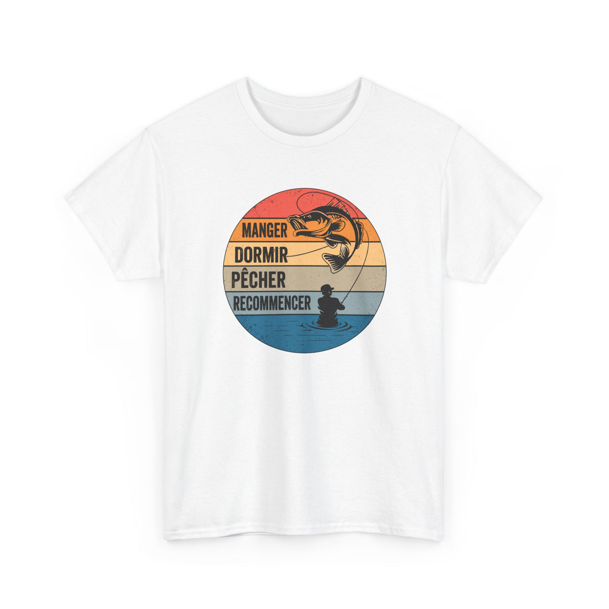 T-Shirt Pêche Homme et Femme – Cadeau Pêcheur Passionné – Pêche Poisson Canne à Pêche – Style Vintage Rétro – Idée Cadeau