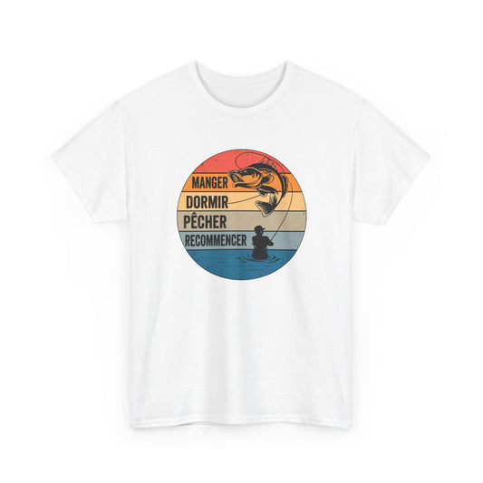 T-Shirt Pêche Homme et Femme – Cadeau Pêcheur Passionné – Pêche Poisson Canne à Pêche – Style Vintage Rétro – Idée Cadeau