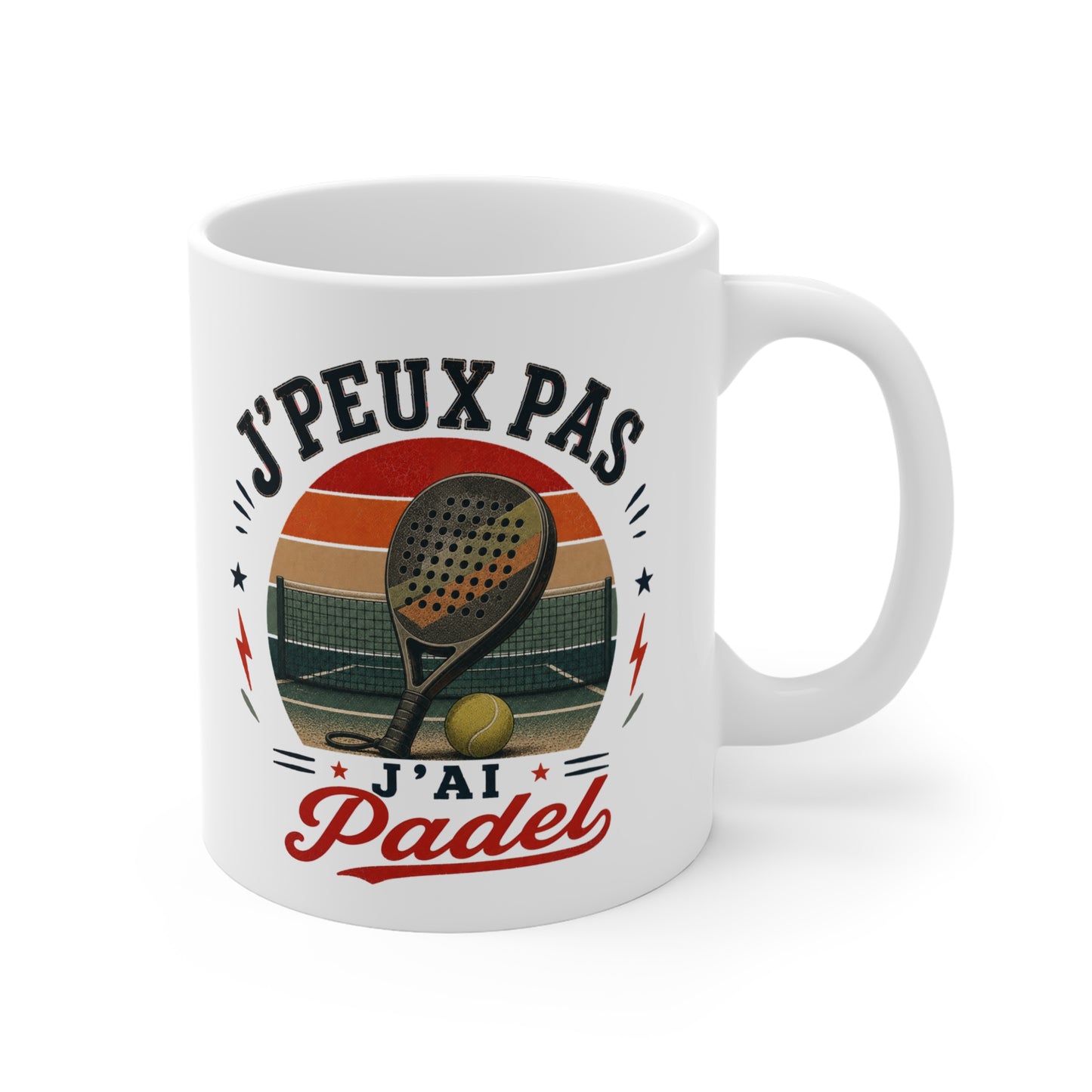 Tasse J’Peux Pas J’Ai Padel – Mug Humour Joueur de Padel Vintage – Cadeau Sport Homme Femme 325ml