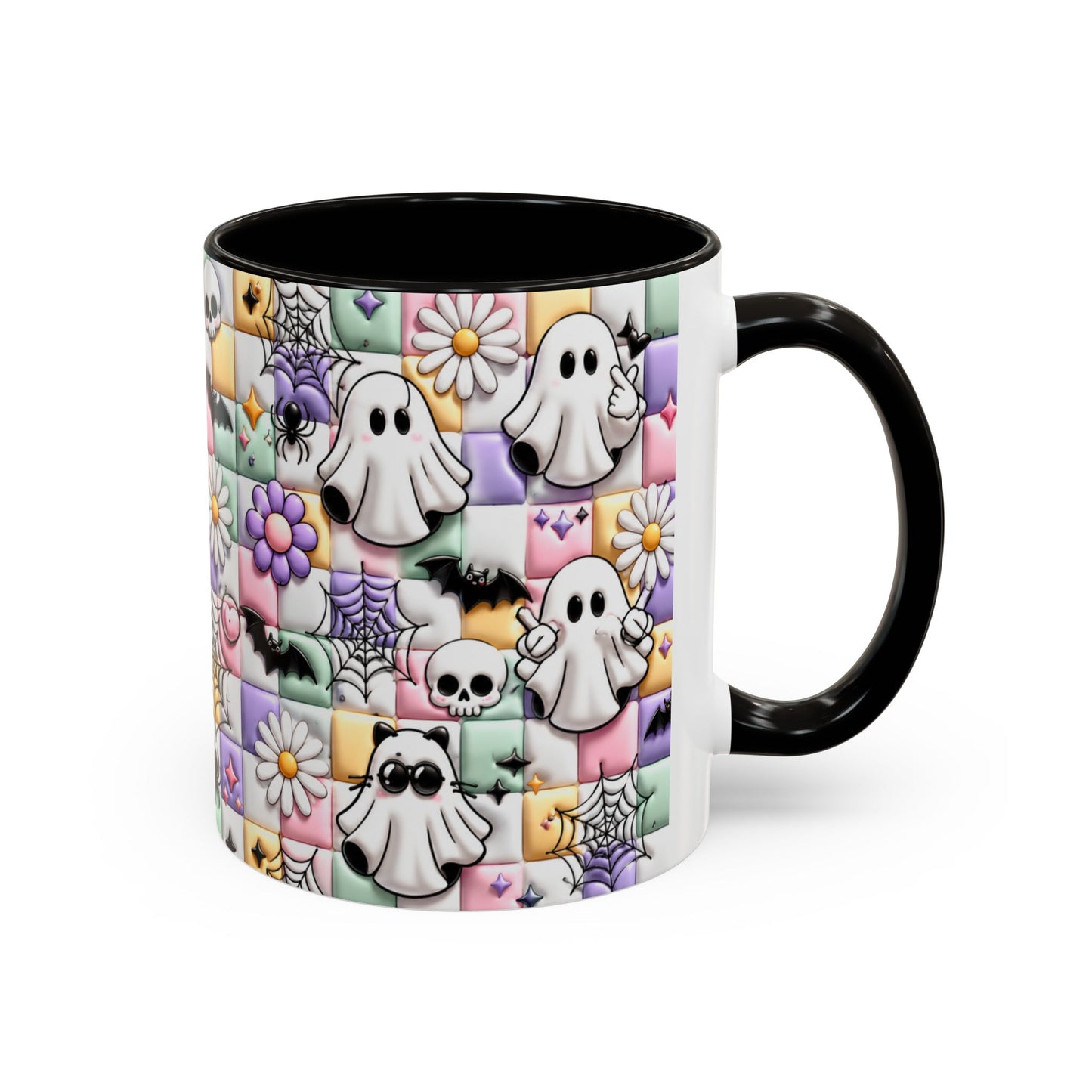 Tasse Fantômes Kawaii Halloween – Mug Cute Goth Pastel avec Chauves-Souris et Toiles – Cadeau Femme Fille 325ml