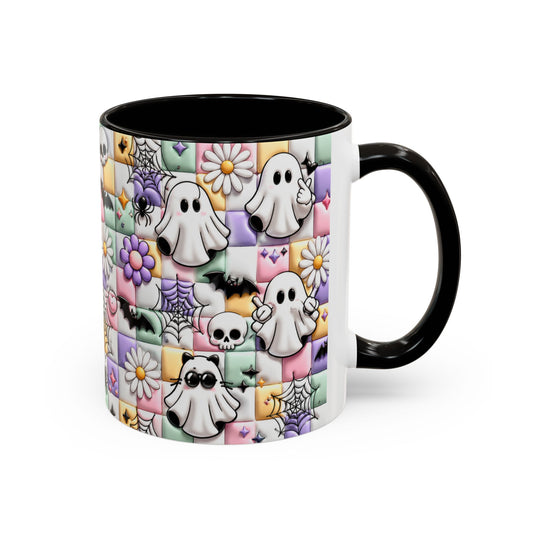 Tasse Fantômes Kawaii Halloween – Mug Cute Goth Pastel avec Chauves-Souris et Toiles – Cadeau Femme Fille 325ml