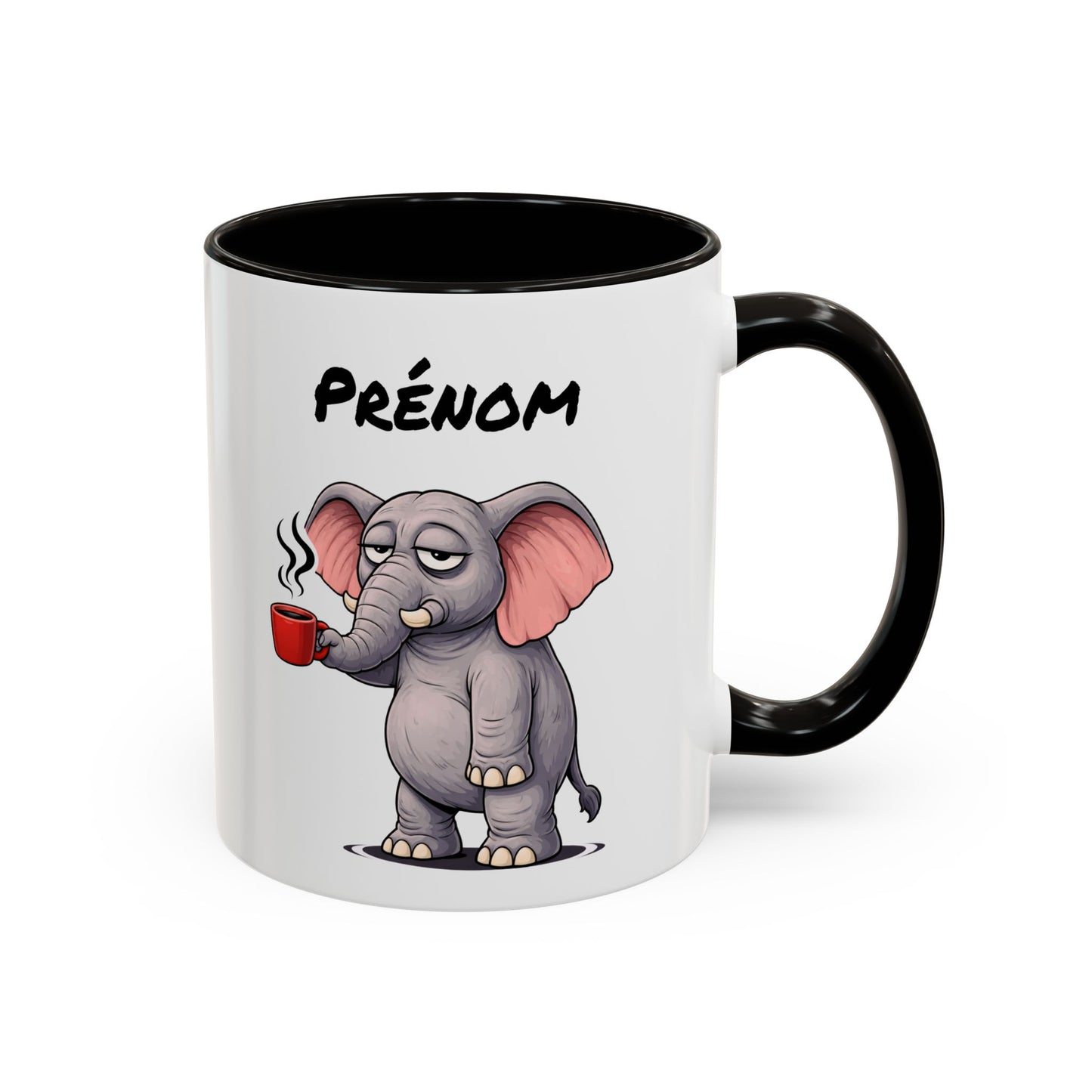 Tasse Éléphant avec Café – Mug Animal Mignon Humoristique – Illustration Éléphant Fatigue 325ml