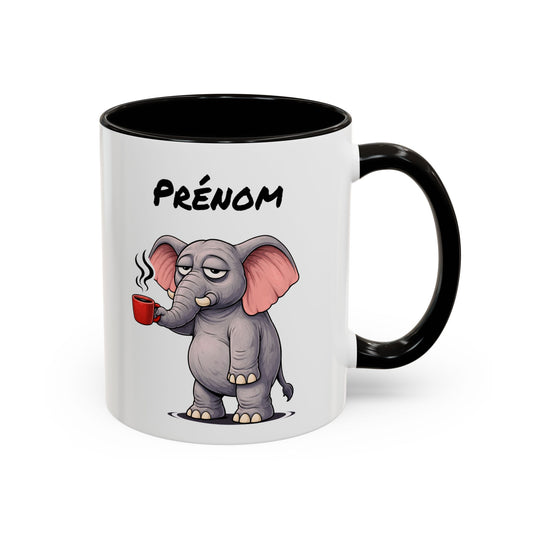 Tasse Éléphant avec Café – Mug Animal Mignon Humoristique – Illustration Éléphant Fatigue 325ml