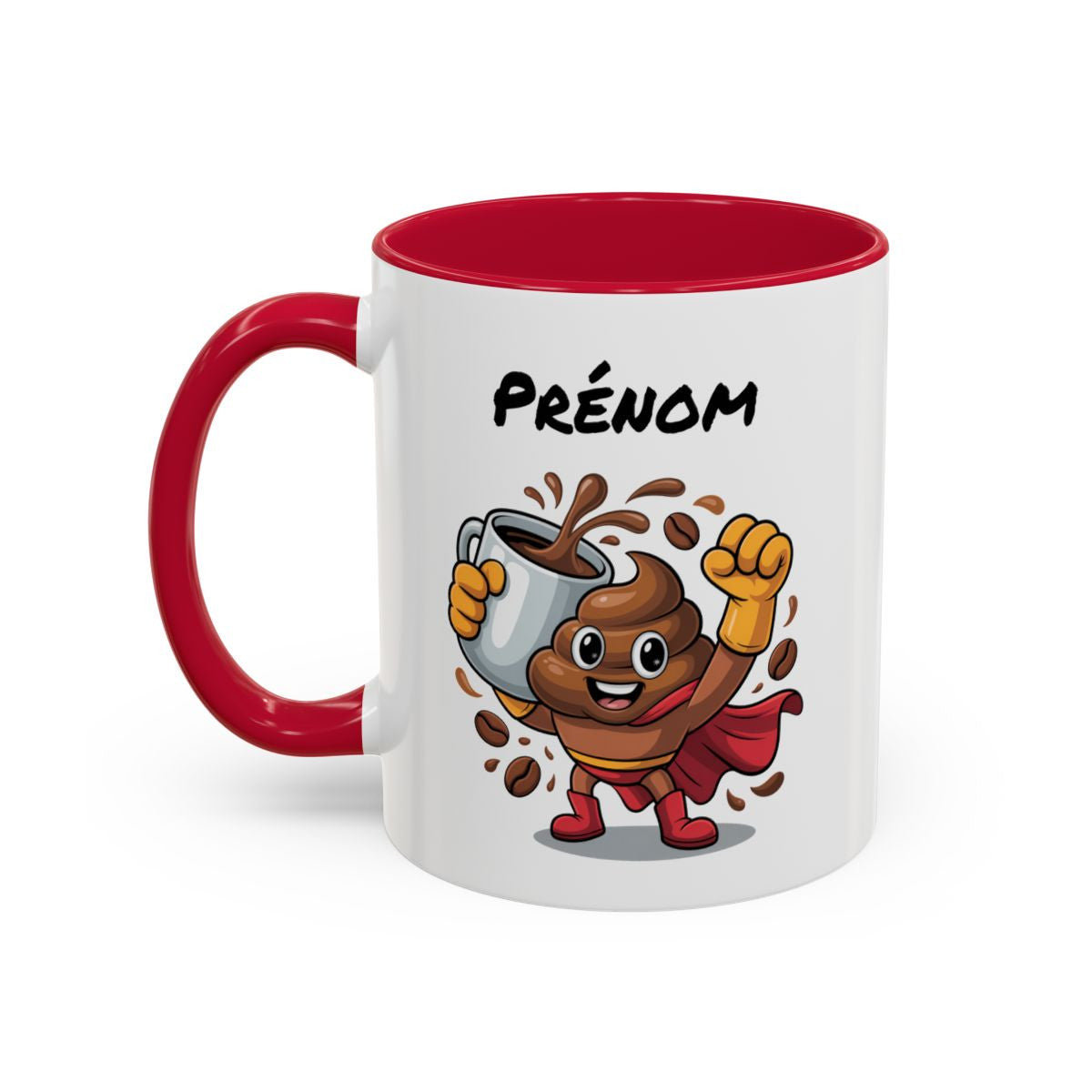 Mug Café Super Héros Personnalisable – Tasse Humour Café Énergie Cadeau Original Noir Bleu Rouge 325ml