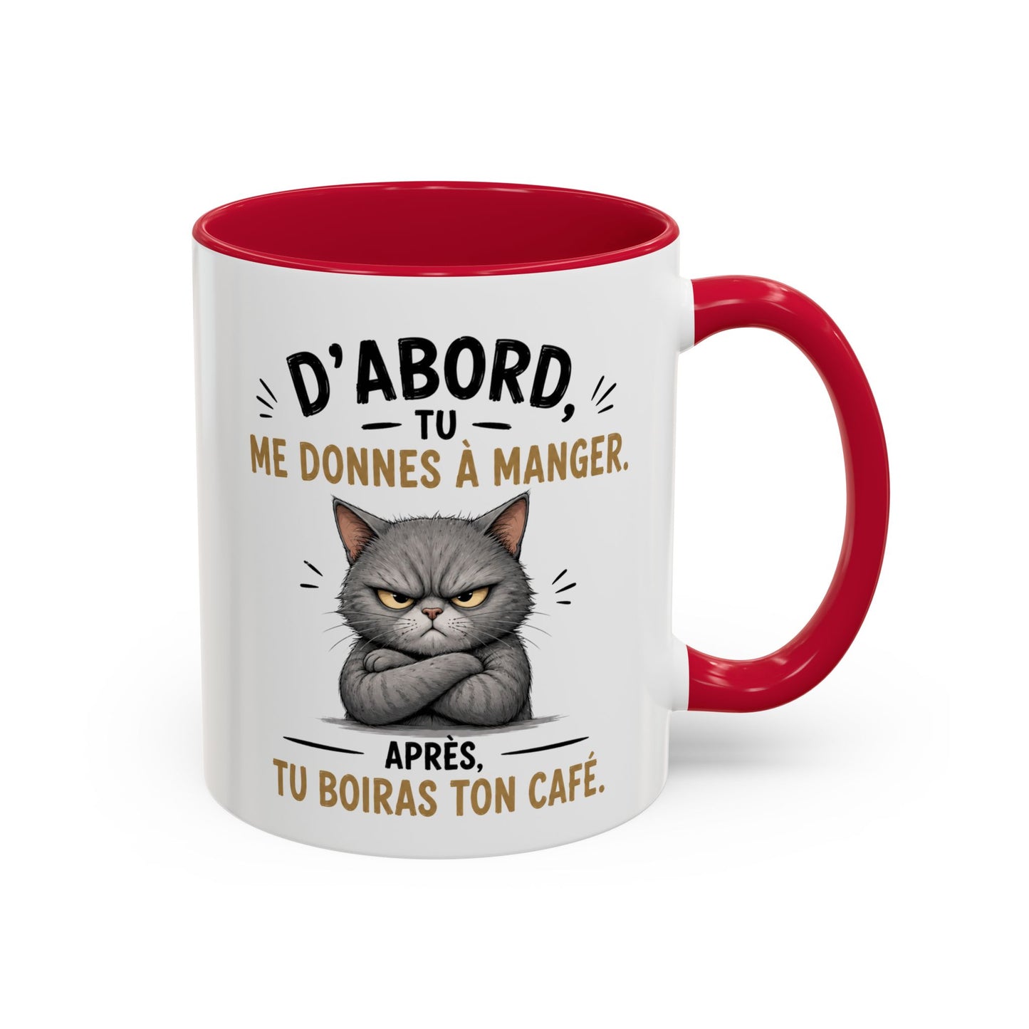 Tasse D’Abord Tu Me Donnes À Manger Après Tu Boiras Ton Café – Mug Humour Chat – Cadeau Amoureux des Chats 325ml