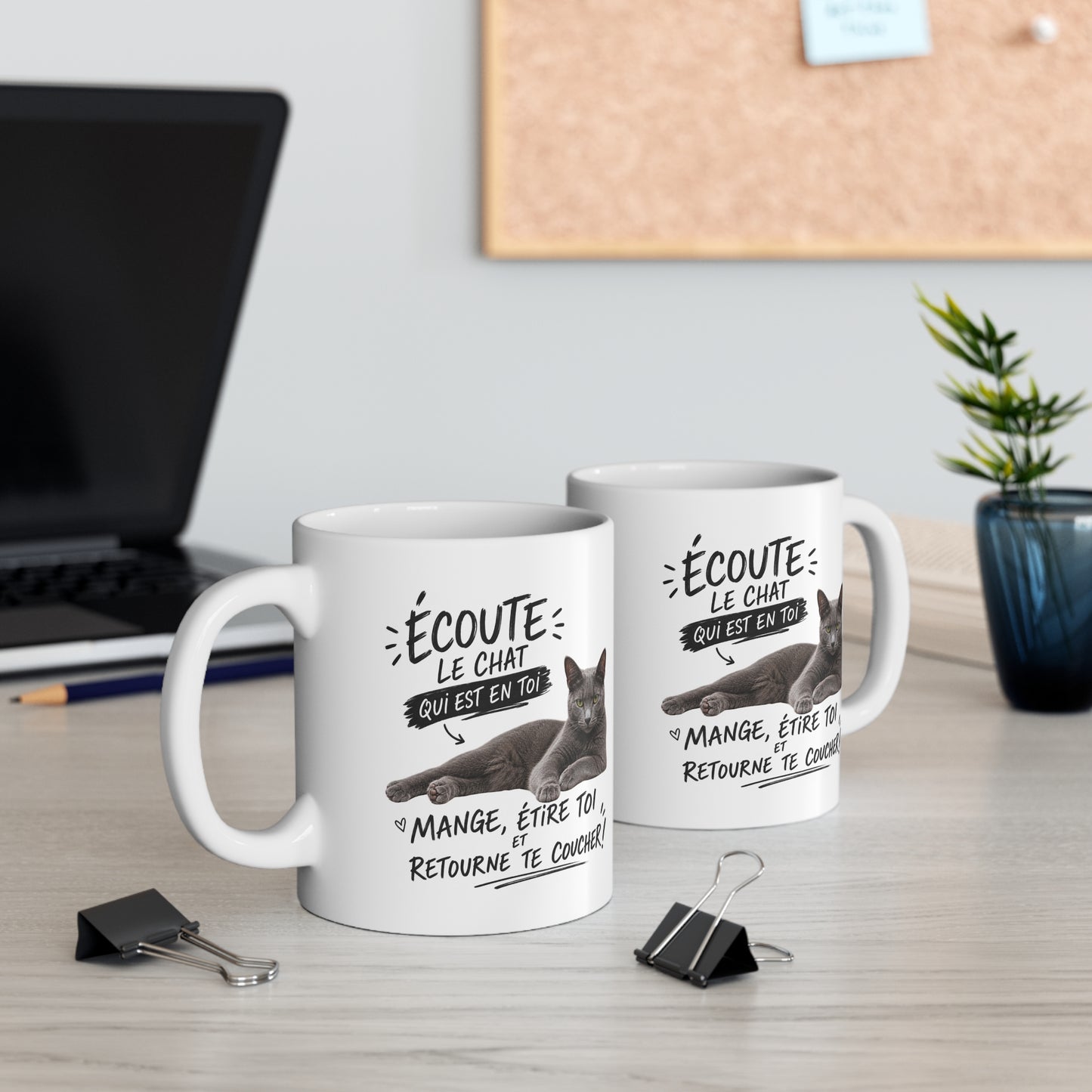 Mug Chat Gris Bouboul Humour – Tasse Amoureux des Chats – Cadeau Original Chat – Idée Cadeau Femme Homme Passion Félin