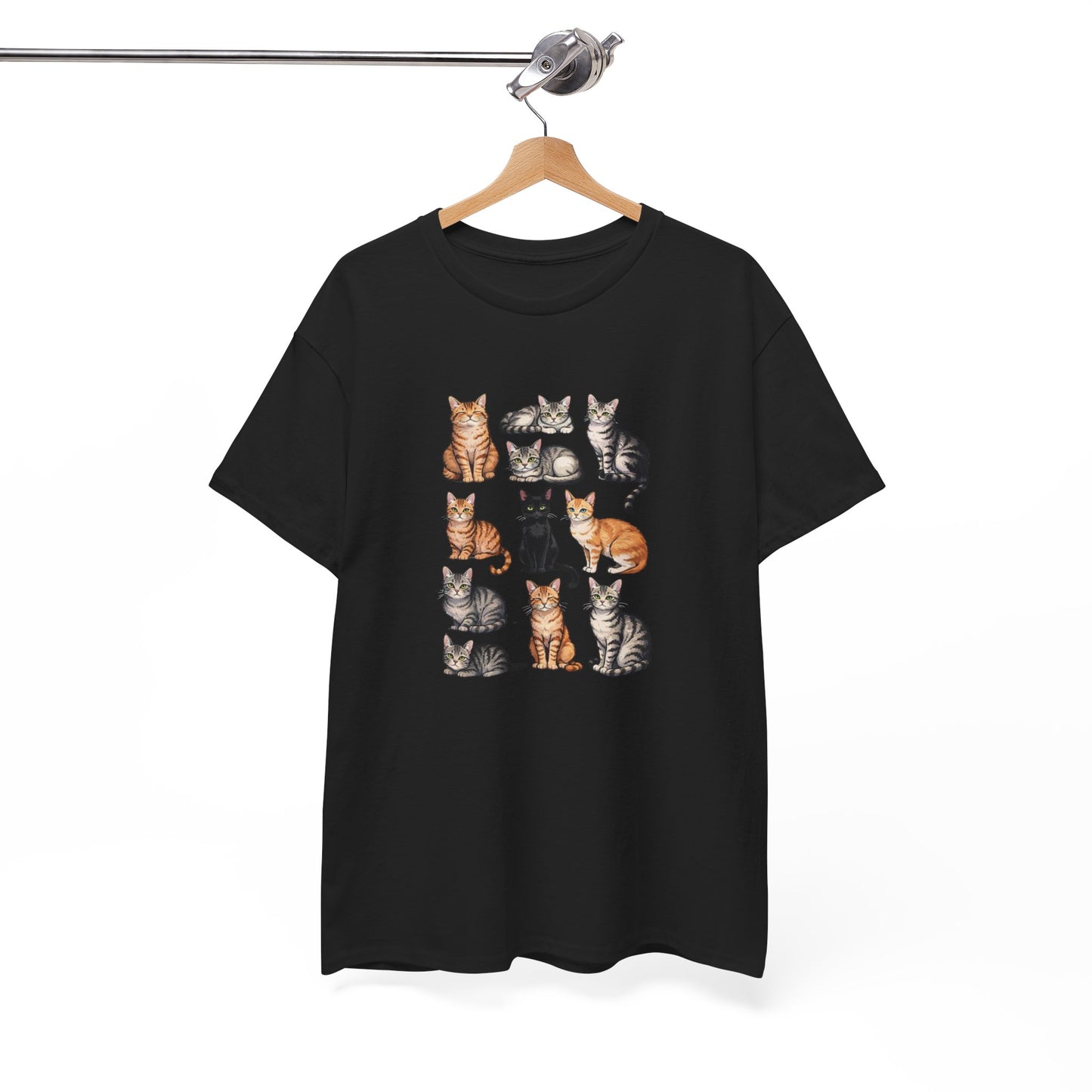 T-Shirt Chats Mignons Multiples – Design Différentes Races de Chats – Tee-Shirt Amoureux des Chats