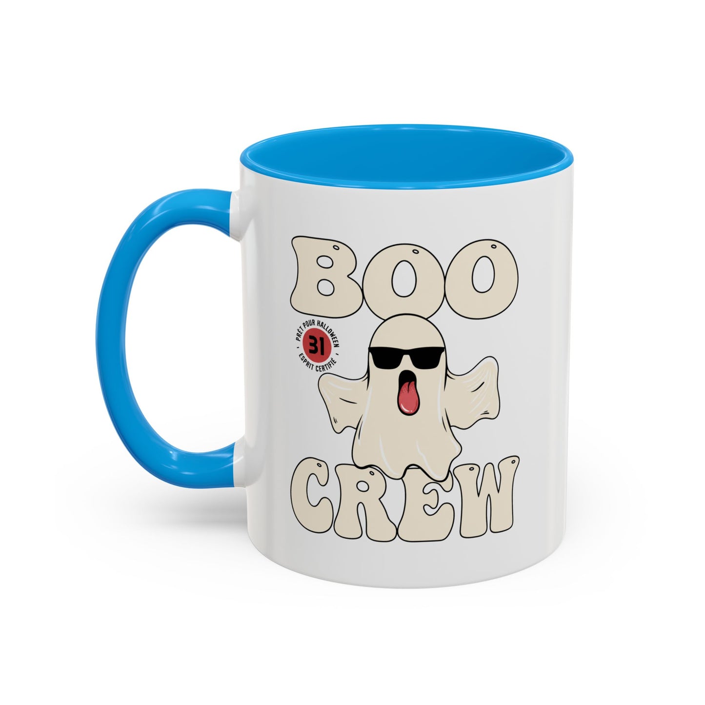 Mug Halloween Fantôme – Tasse Boo Crew – Cadeau Original Homme et Femme, Décoration Effrayante Humour Noir Bleu Rouge
