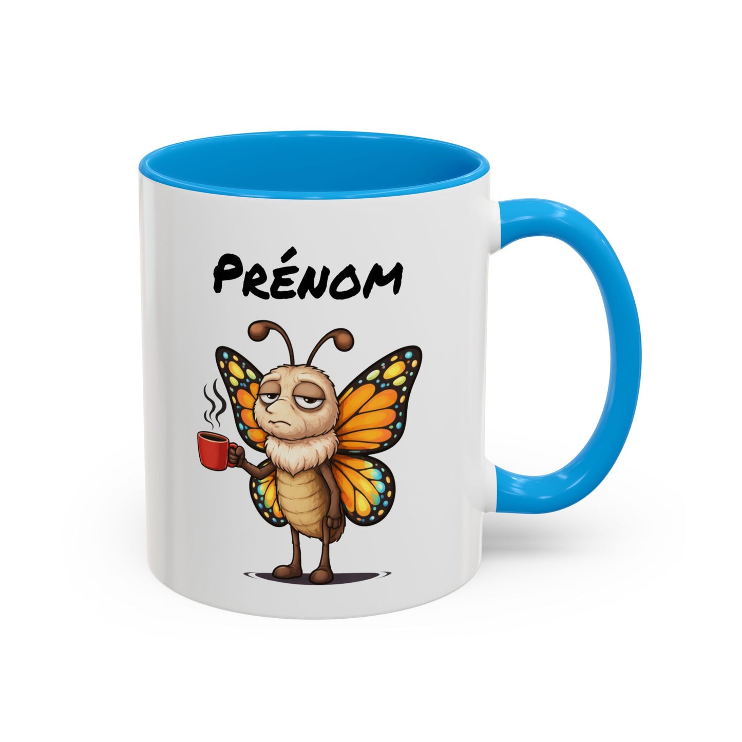 Tasse Papillon avec Café – Mug Insecte Humoristique Fatigue – Illustration Cartoon 325ml