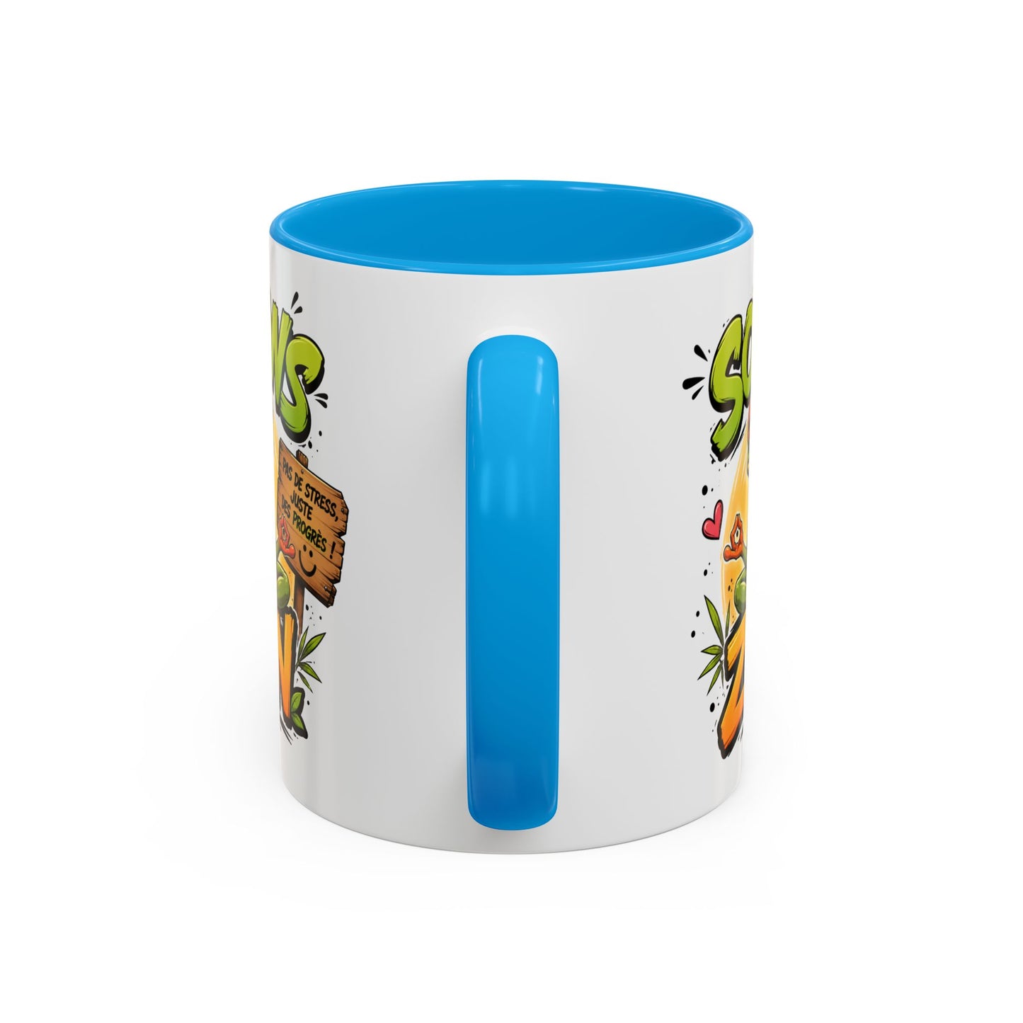 Tasse Soyons Zen – Mug Grenouille Méditation Humour – Cadeau Relaxation Positive 325ml