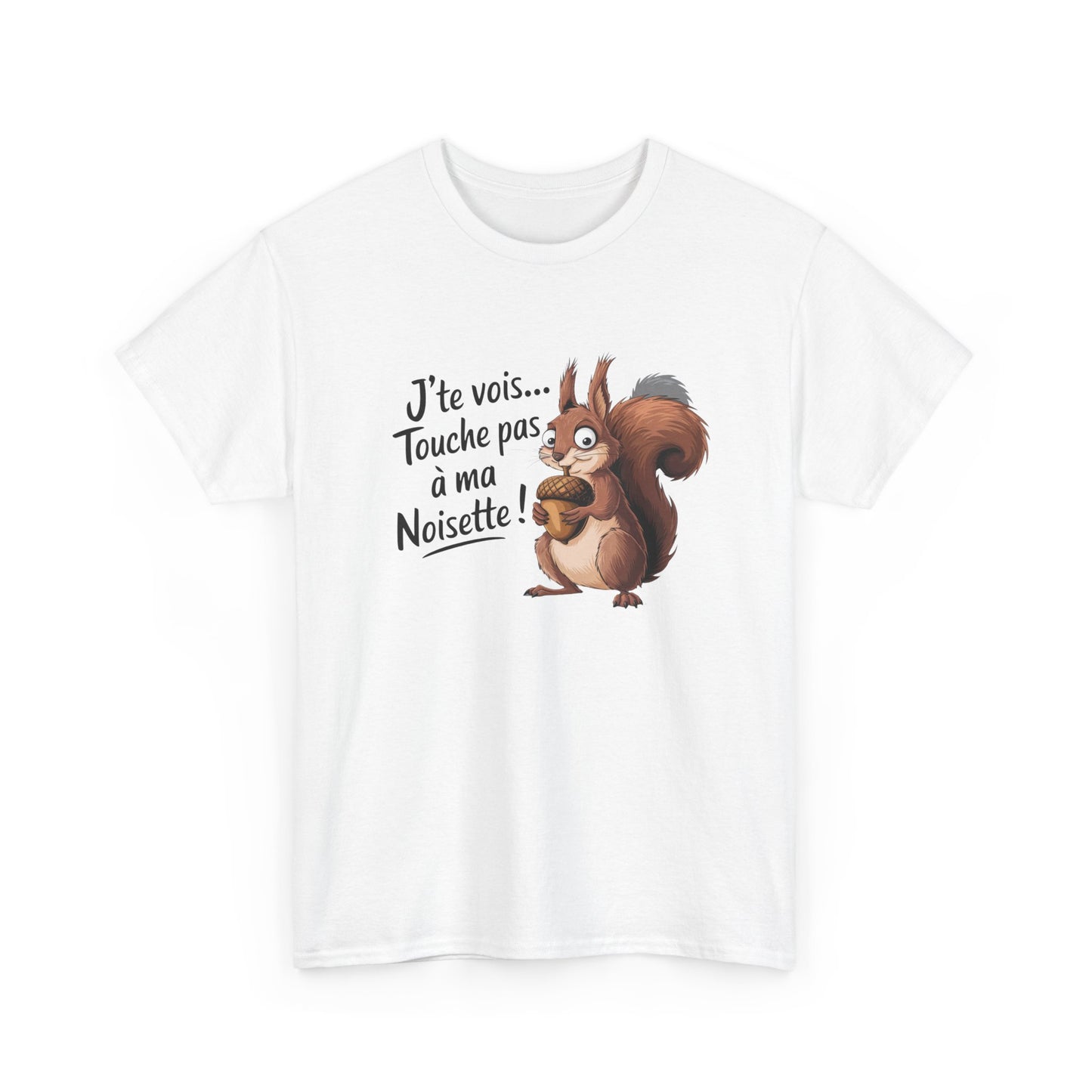 Tee Shirt Humour Écureuil J’te vois Touche pas à ma noisette – Cadeau drôle animal Blanc Gris Sport