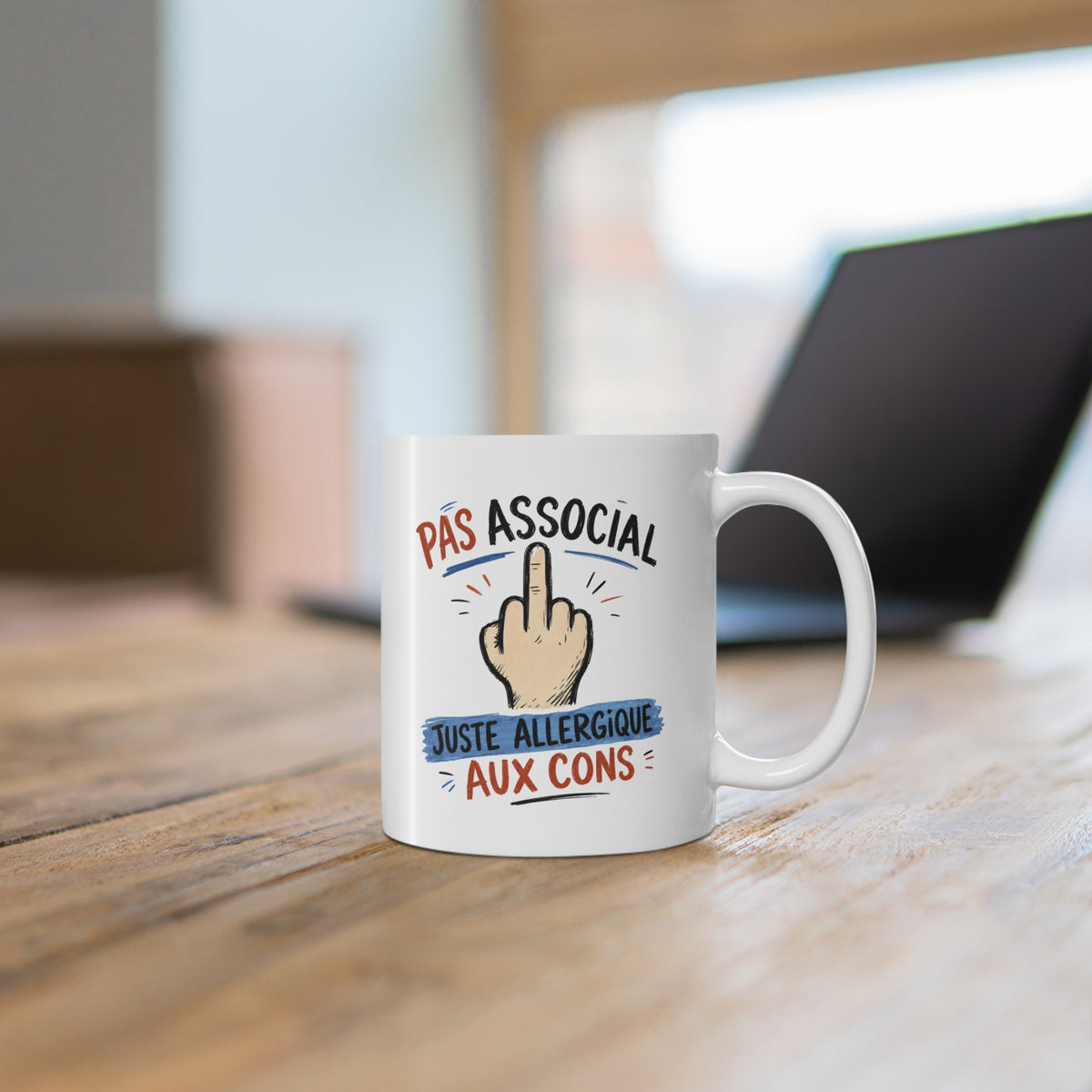Mug Humour Pas Associal – Tasse Drôle Caractère – Cadeau Original Homme Femme – Humour Sarcastique et Décalé