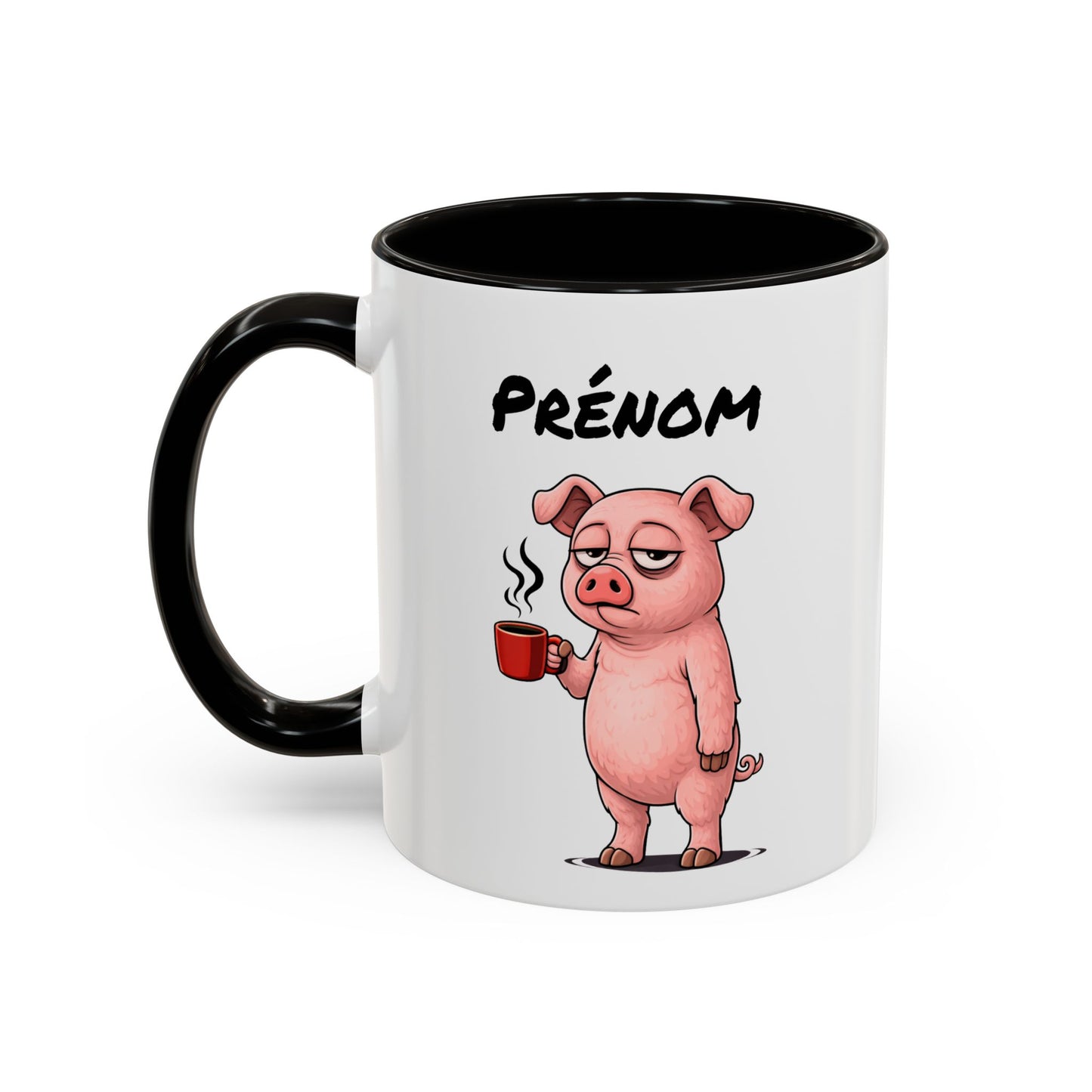 Tasse Cochon avec Café – Mug Animal Humoristique Fatigue – Illustration Cartoon 325ml