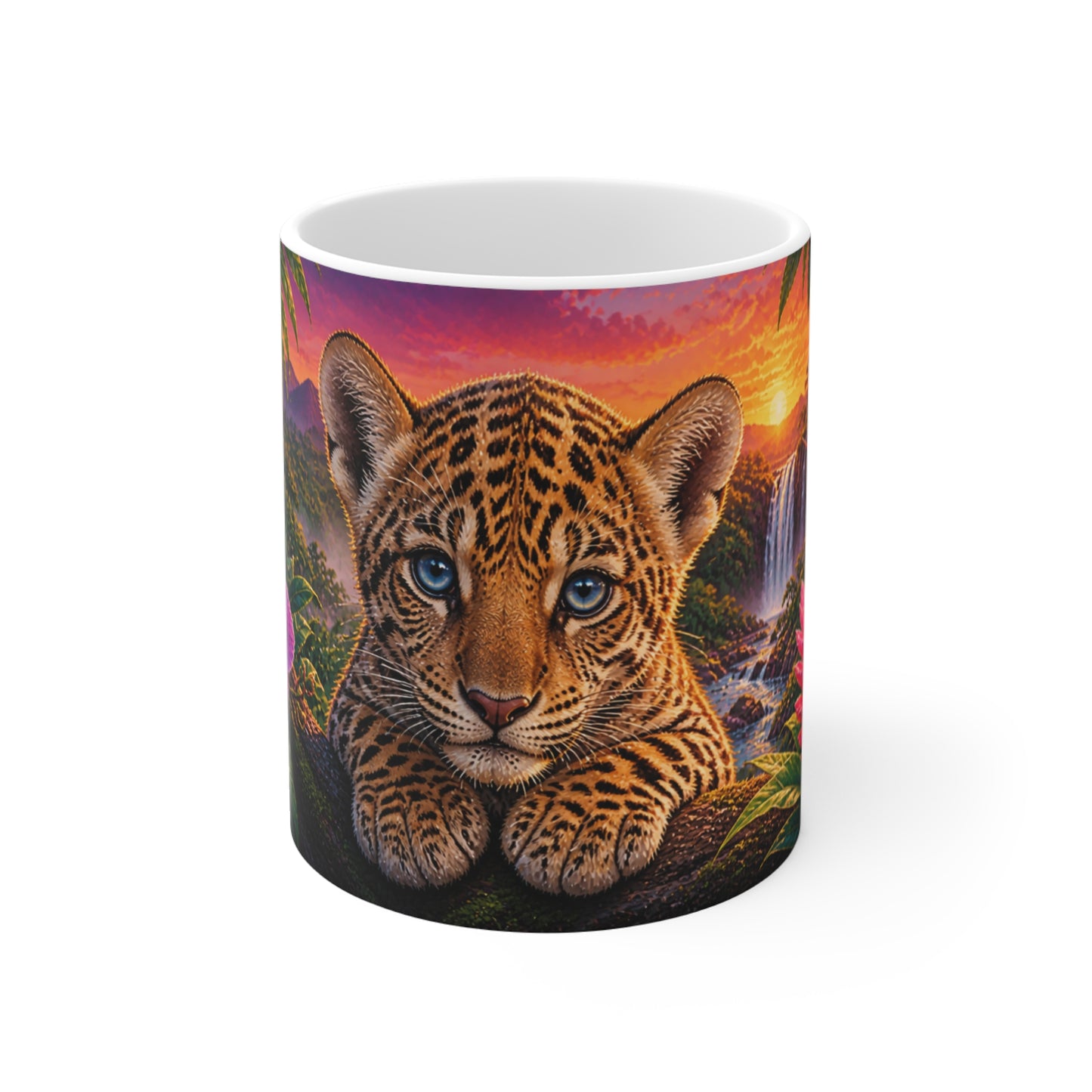 Tasse Bébé Léopard Tropical – Mug Jungle Coloré – Cadeau Animaux Sauvages Homme Femme Enfant 325ml