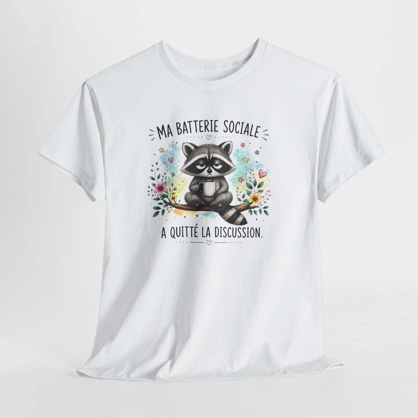 Tee-Shirt Humour Homme et Femme – Raton Laveur Drôle Fatigué – Idée Cadeau Original Introverti Animal Mignon Anniversaire