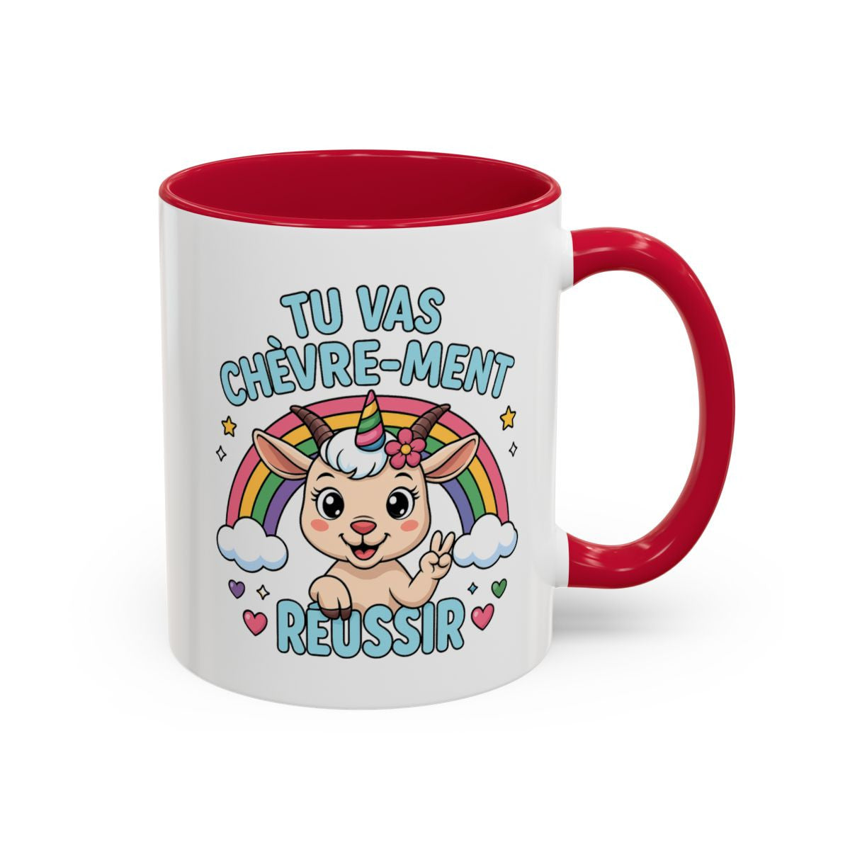 Tasse Tu Vas Chèvre-ment Réussir – Mug Motivation Humour – Cadeau Encouragement Original – Céramique 325ml