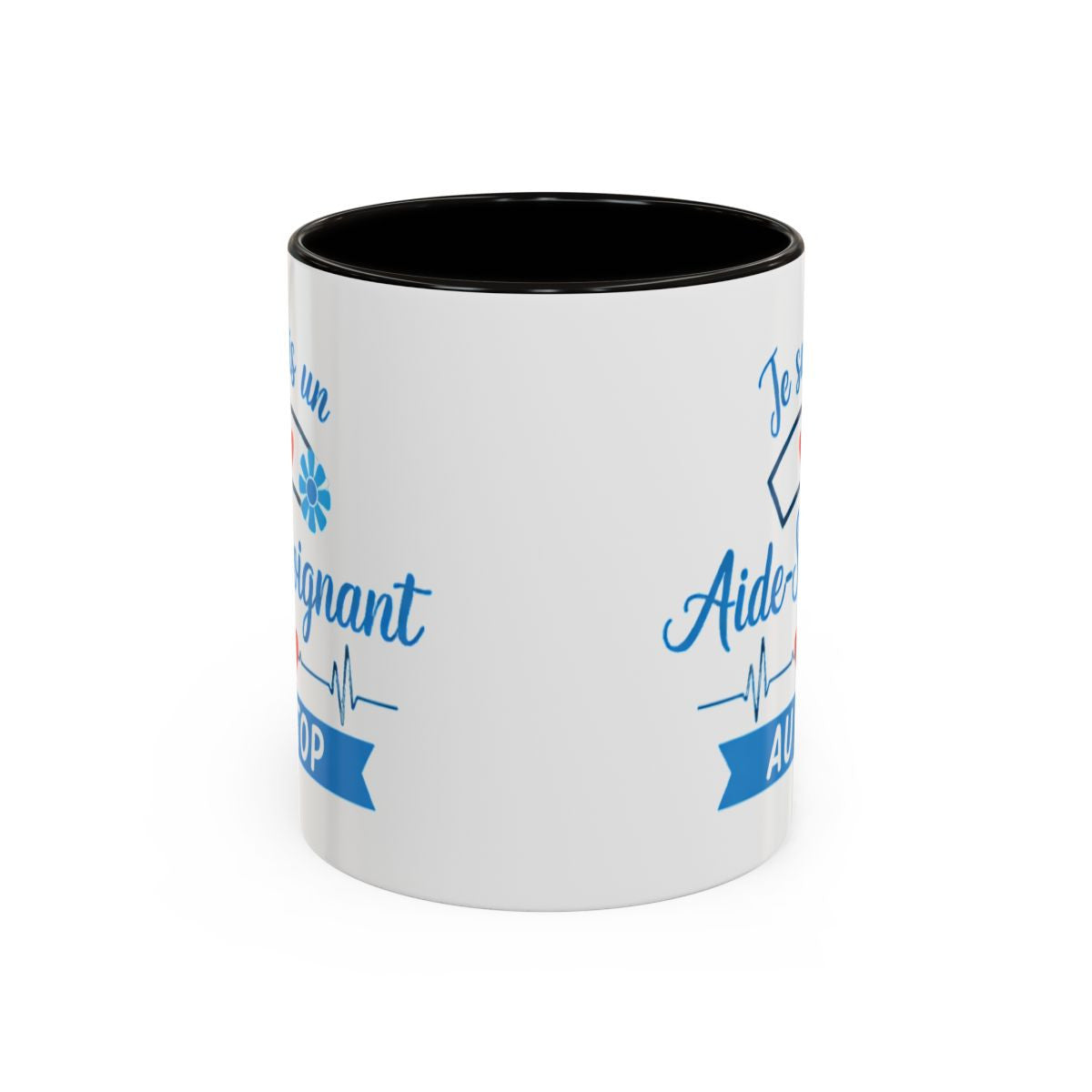 Tasse Aide-Soignant AU TOP – Mug Métier Infirmier Santé – Cadeau Collègue Hôpital – Céramique 325ml