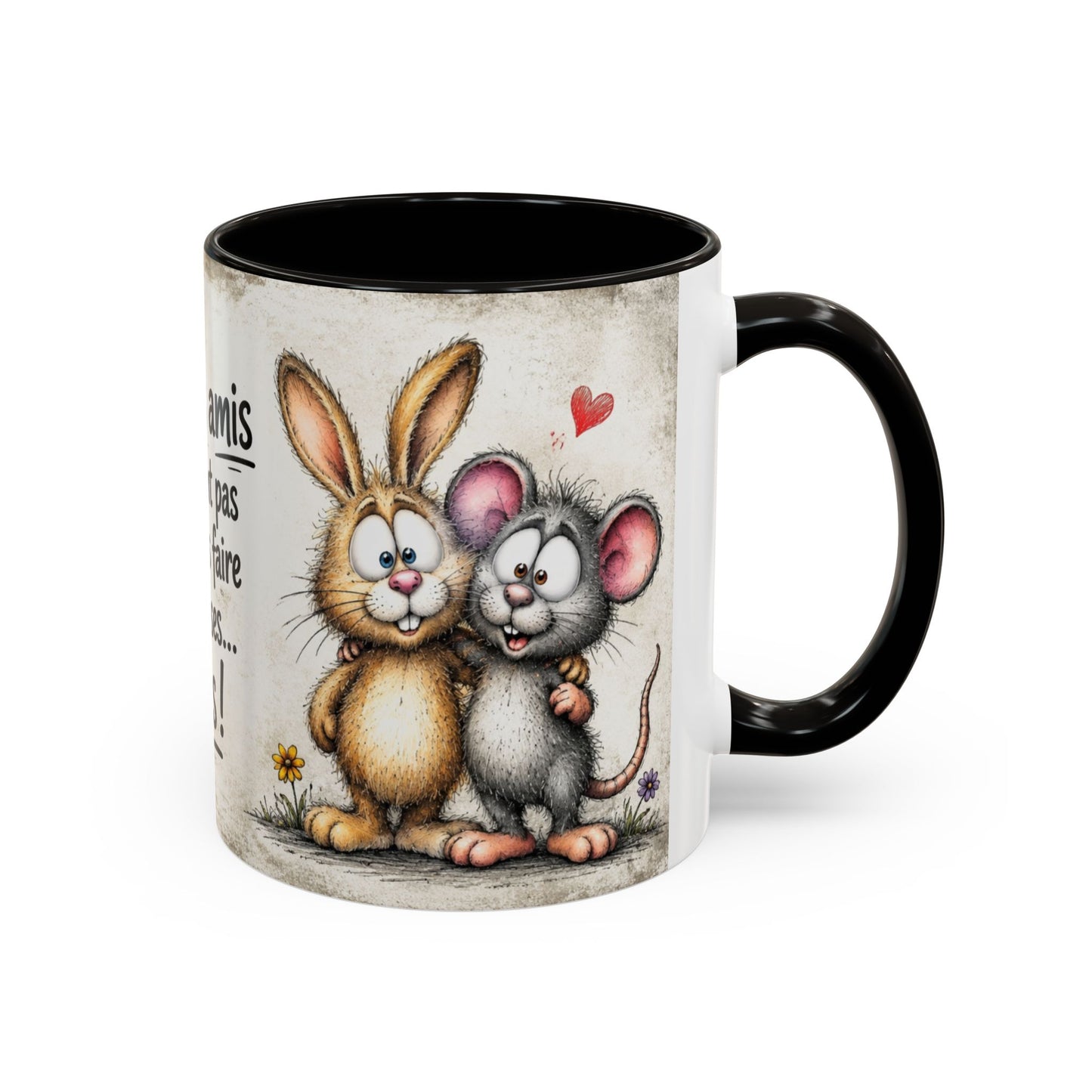 Tasse Humour Amitié Animaux Mignons – Les Vrais Amis Ne Laissent Pas Leurs Amis Faire Des Bêtises Seuls – Cadeau Ami 325ml