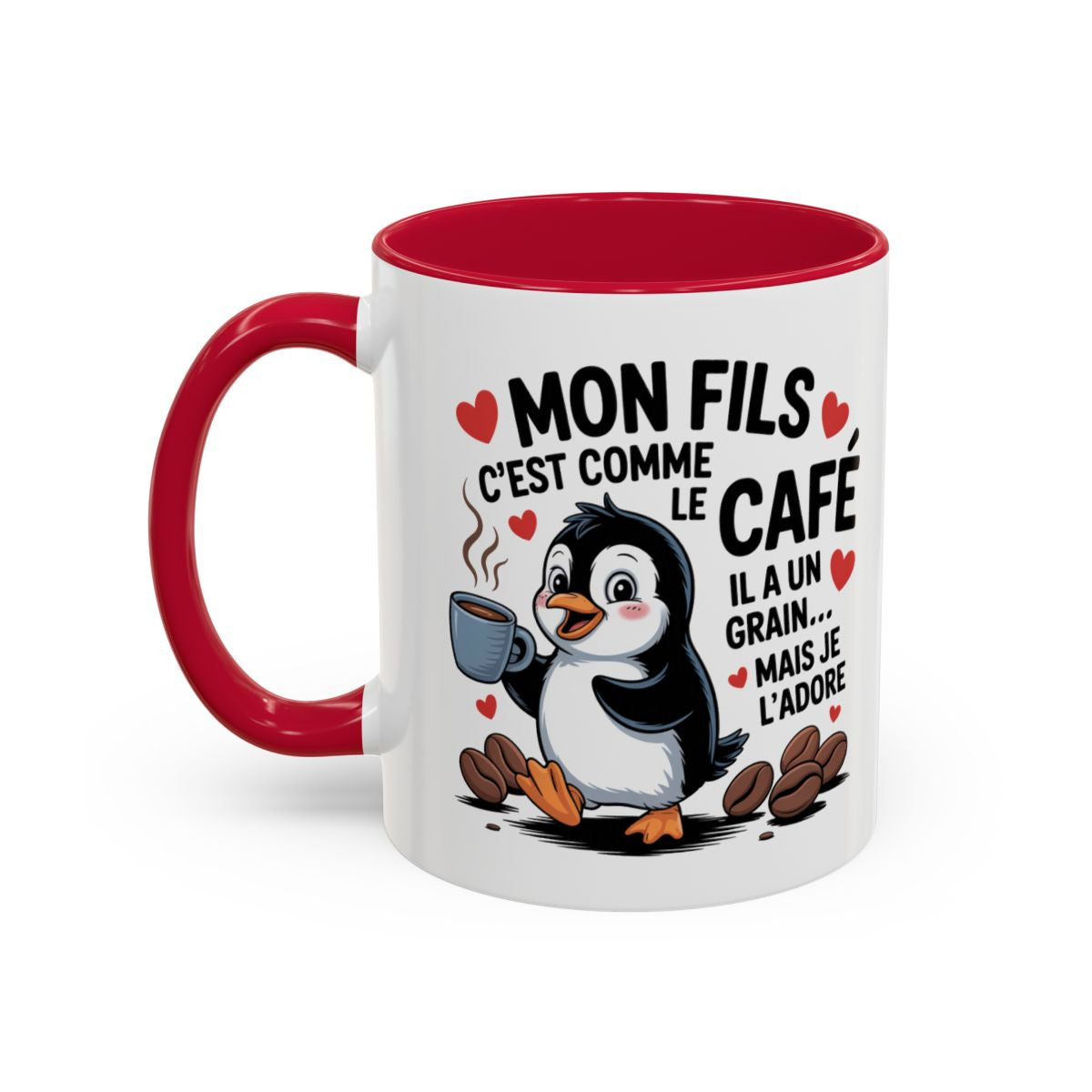 Tasse Mon Fils C’est Comme le Café – Mug Humoristique Parent Enfant – Cadeau Papa Maman – Céramique 325ml