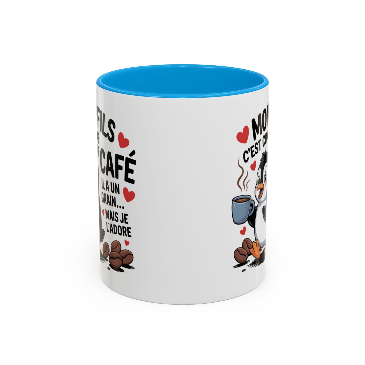 Tasse Mon Fils C’est Comme le Café – Mug Humoristique Parent Enfant – Cadeau Papa Maman – Céramique 325ml