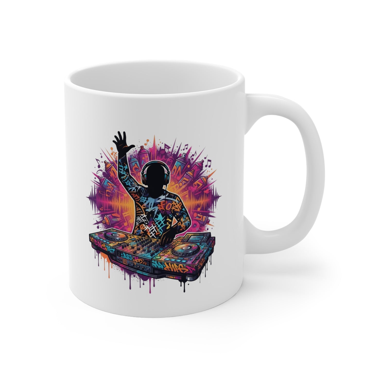 Tasse DJ Graffiti – Mug Musique Électro Platines Mixage – Cadeau DJ Homme Femme 325 ml