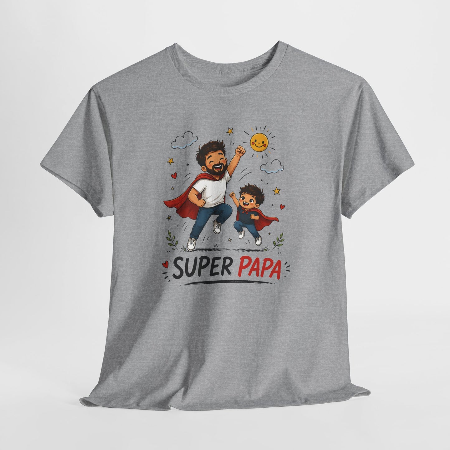 Tee-Shirt Super Papa – Cadeau Fête des Pères – Papa Héros avec Fils – Tee-Shirt Homme Amour Famille Père Enfant