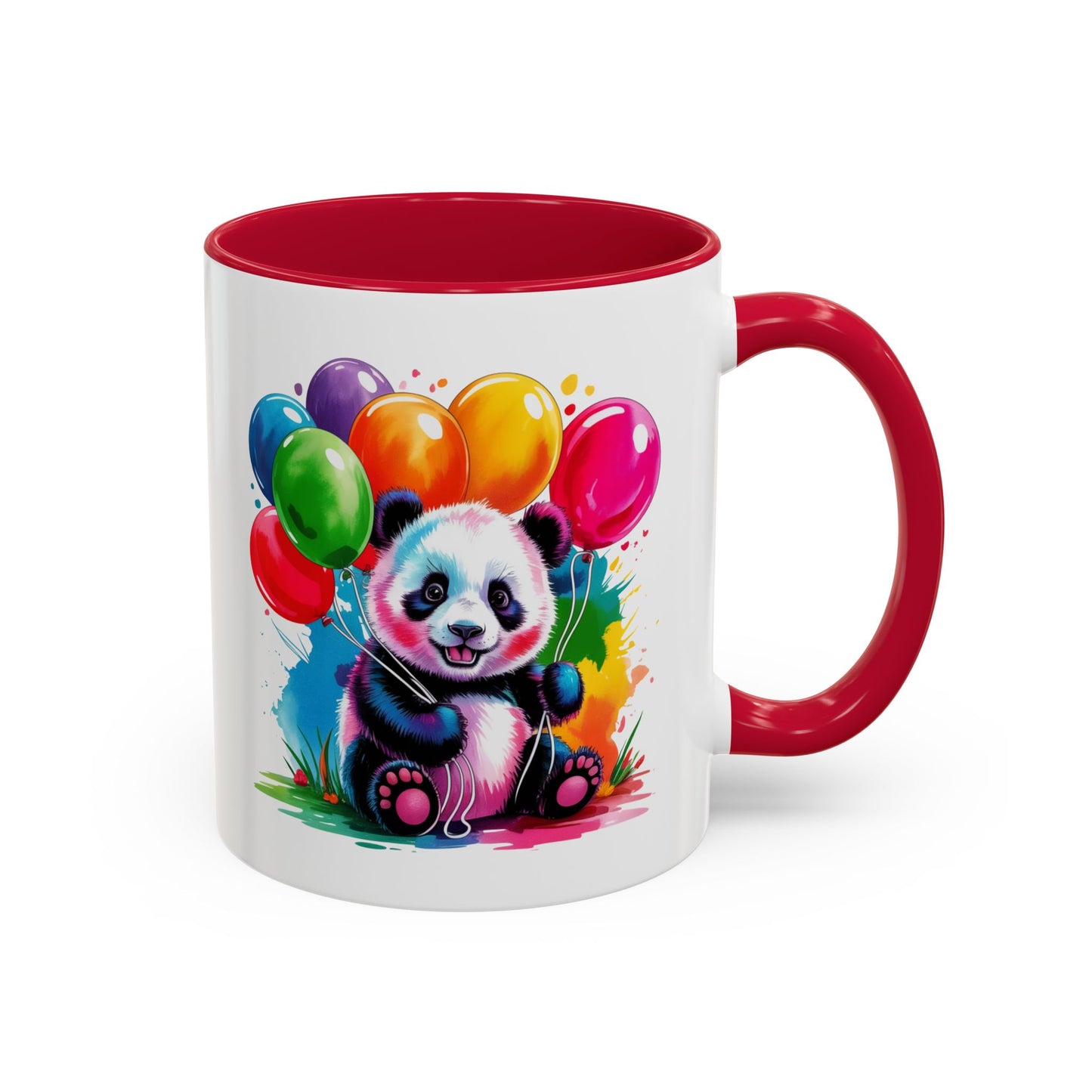 Mug Panda Kawaii avec Ballons Multicolores – Tasse Mignonne Cadeau Anniversaire et Fête – Céramique 325ml