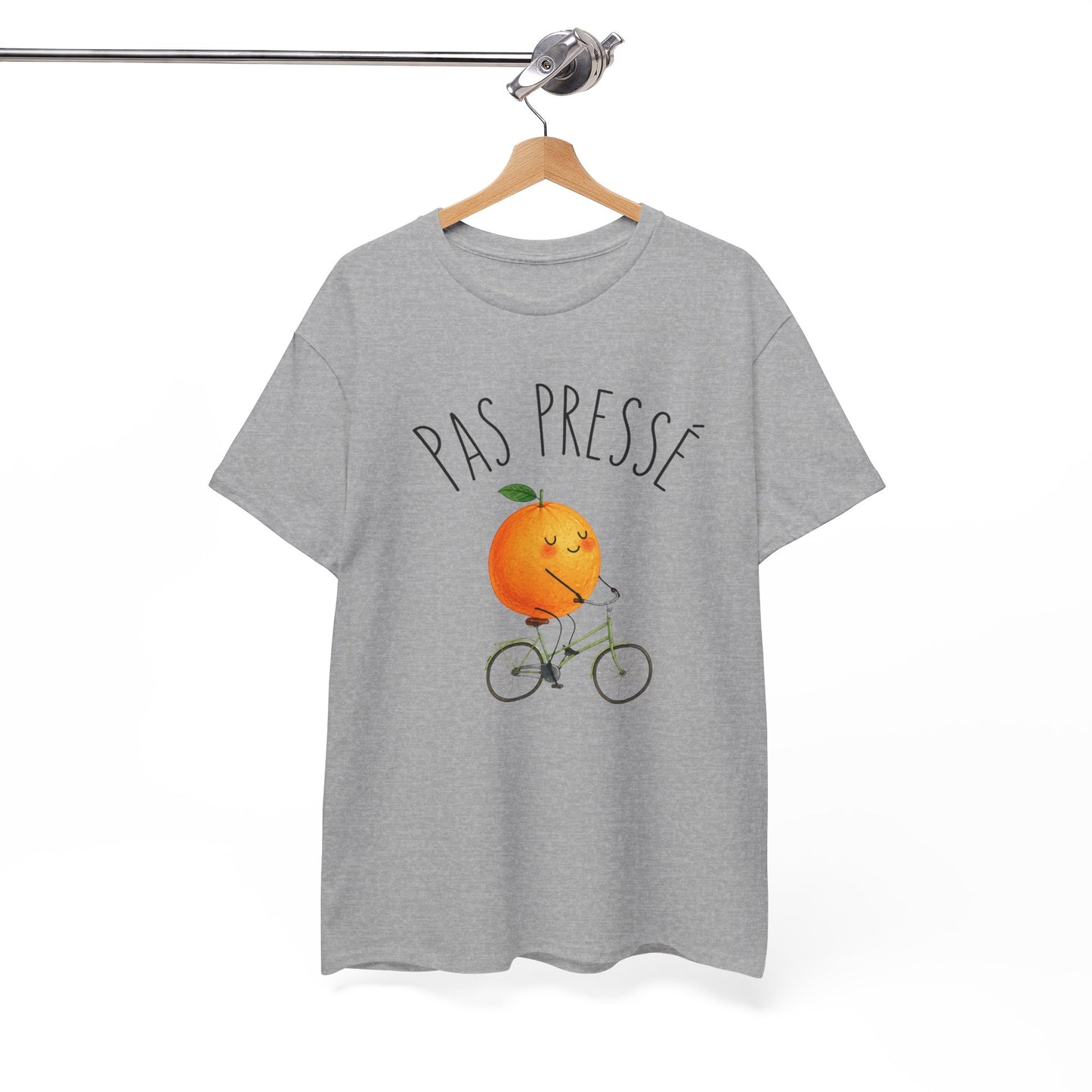Tee Shirt Pas Pressé Orange à Vélo – T-Shirt Humour Fruit Mignon – Cadeau Homme Femme Original