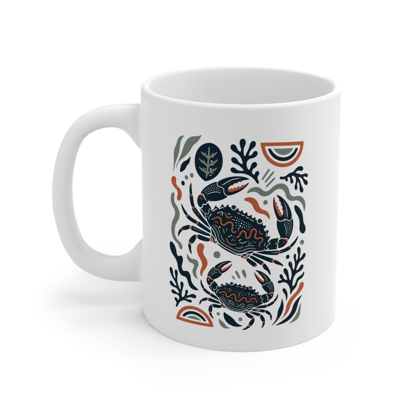 Mug Crabes Océan – Tasse Animaux Marins Illustration Abstraite – Décoration Mer et Fonds Marins – Cadeau Homme et Femme