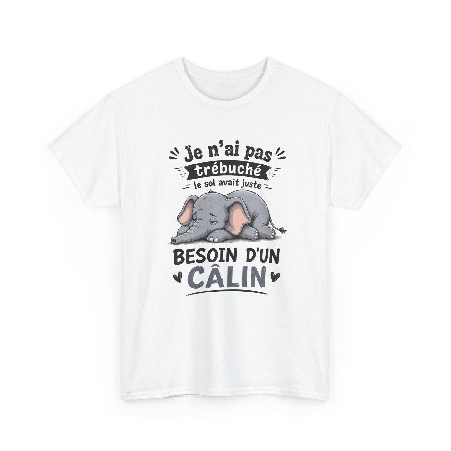 Tee Shirt Homme et Femme Éléphant Humour Animal Mignon Câlin Fatigue Idée Cadeau Drôle Original