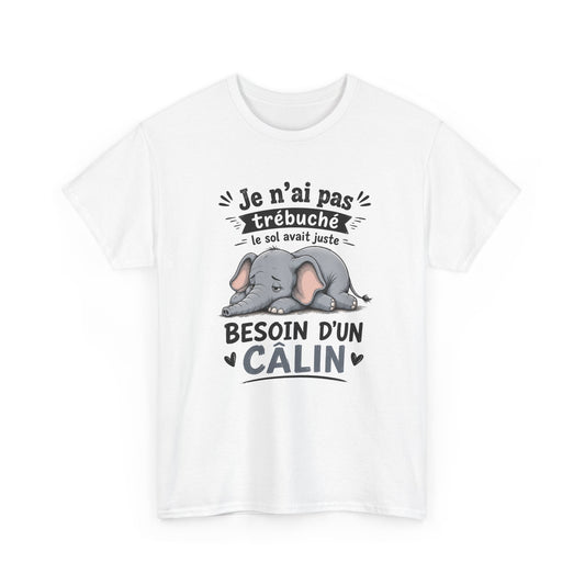 Tee Shirt Homme et Femme Éléphant Humour Animal Mignon Câlin Fatigue Idée Cadeau Drôle Original