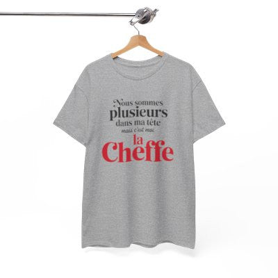 T-shirt Humour  C’est Moi la Cheffe – Tee Shirt Drôle Citation Femme Blanc Gris Sport