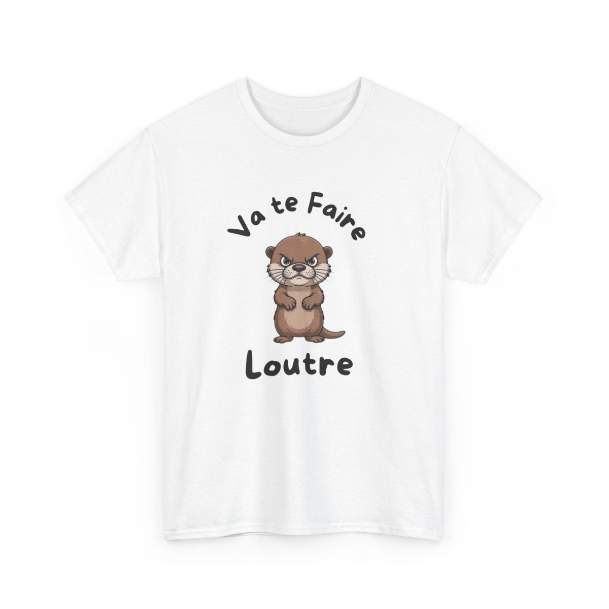 T-shirt Loutre Mignonne Boudeuse – Tee Shirt Animal Cartoon Drôle Unisexe Blanc Gris Sport – Idée Cadeau Amoureux des Loutres