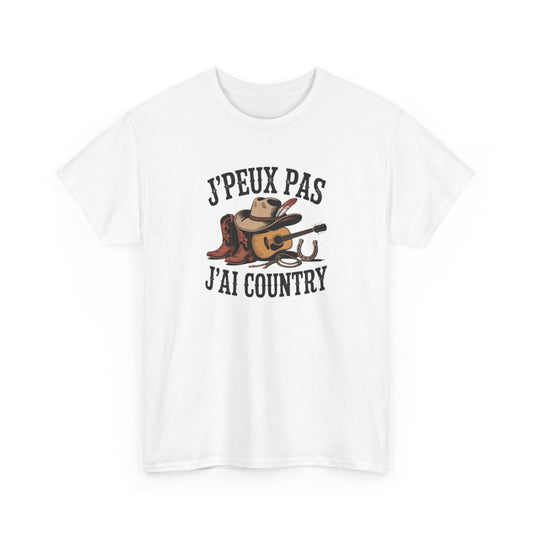 T-shirt Country Cowboy Western – Tee Shirt Chapeau Bottes Guitare Style Vintage Unisexe Blanc Gris Sport