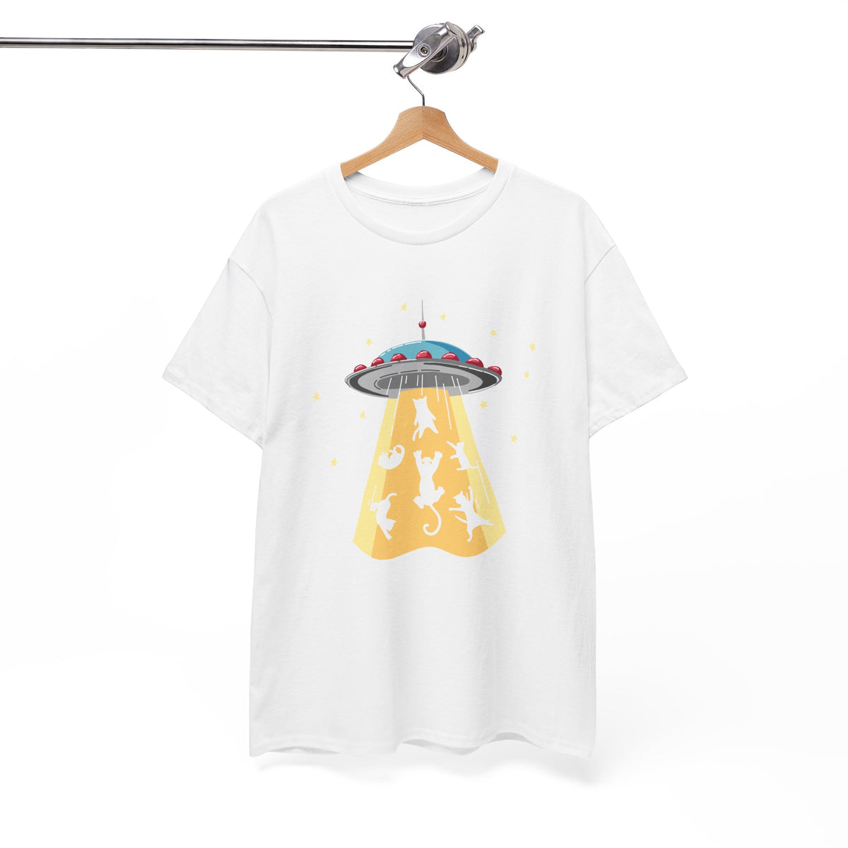 Tee Shirt Chat Homme Femme – OVNI Extraterrestre Espace – Idée Cadeau Amoureux des Chats Humour Science-Fiction