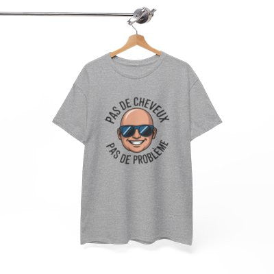 T-shirt Pas de Cheveux Pas de Problème – Tee Shirt Humour Chauve Homme  Blanc Gris Sport Noir Calvitie