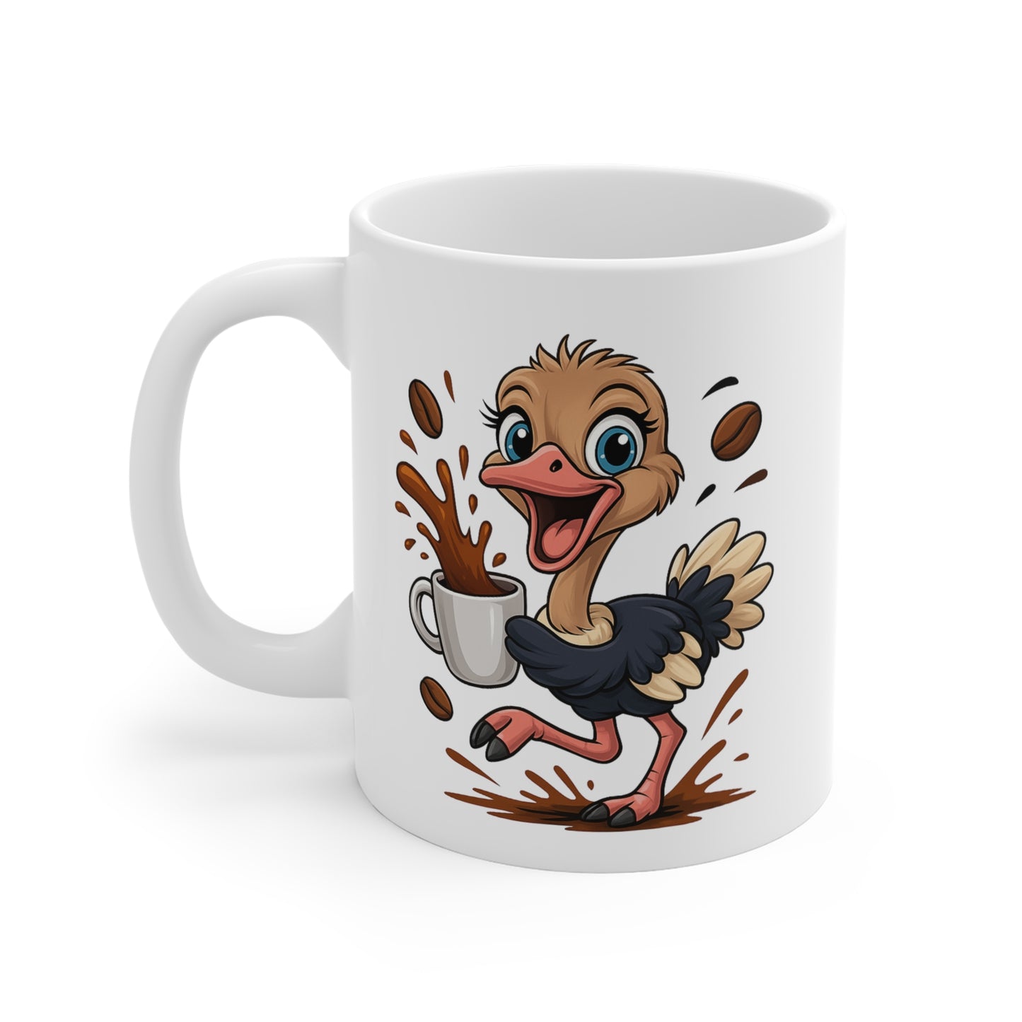 Mug Autruche Café – Tasse Céramique 325ml – Design Cartoon Mignon – Cadeau Original Amateur de Café