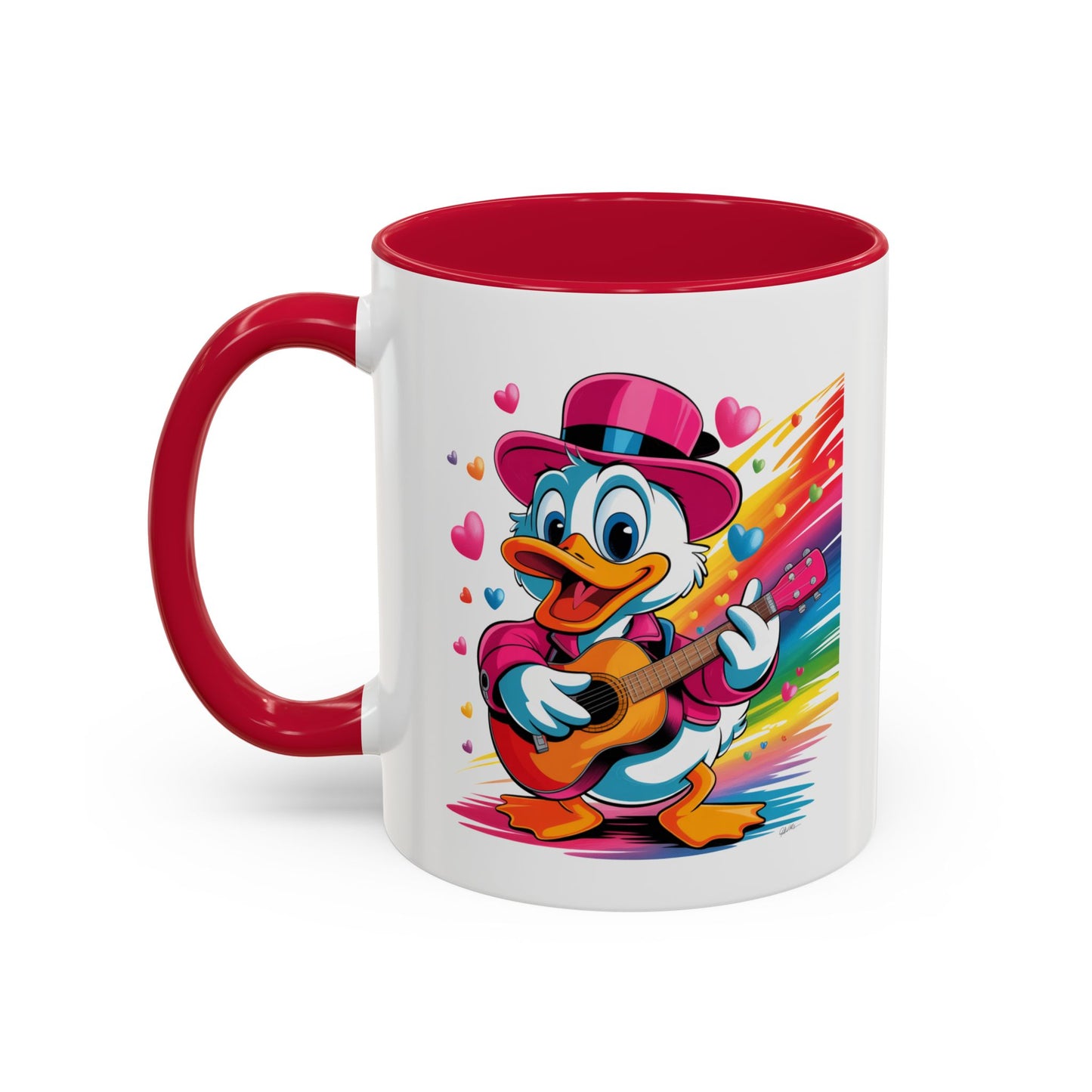 Mug Canard Musicien – Tasse Design Fun avec Guitare et Couleurs Arc-en-ciel – Cadeau Original 325ml