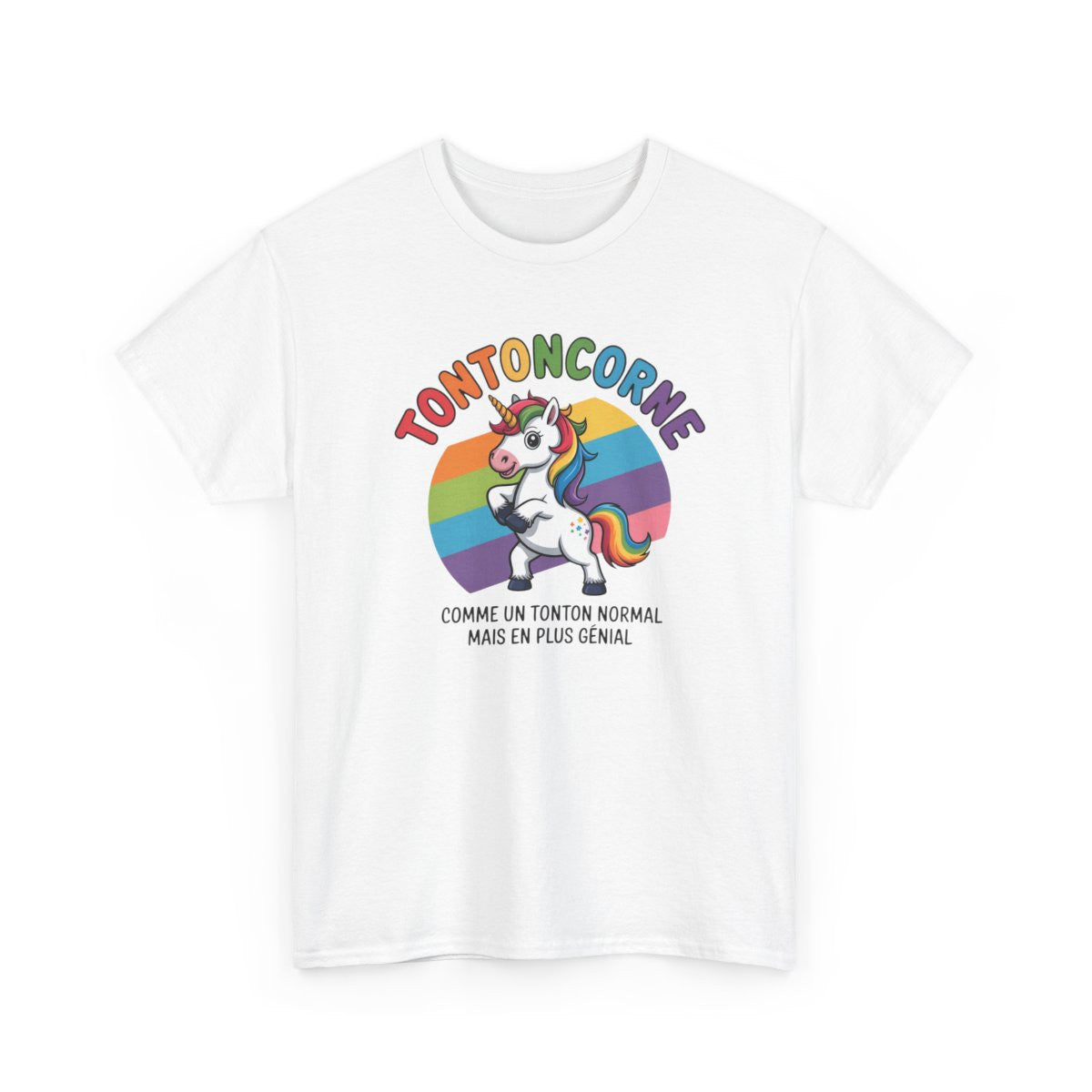 T-shirt Humour Tonton “Tontoncorne” – Comme un Tonton Normal Mais en Plus Génial – Blanc, Gris Sport, Noir