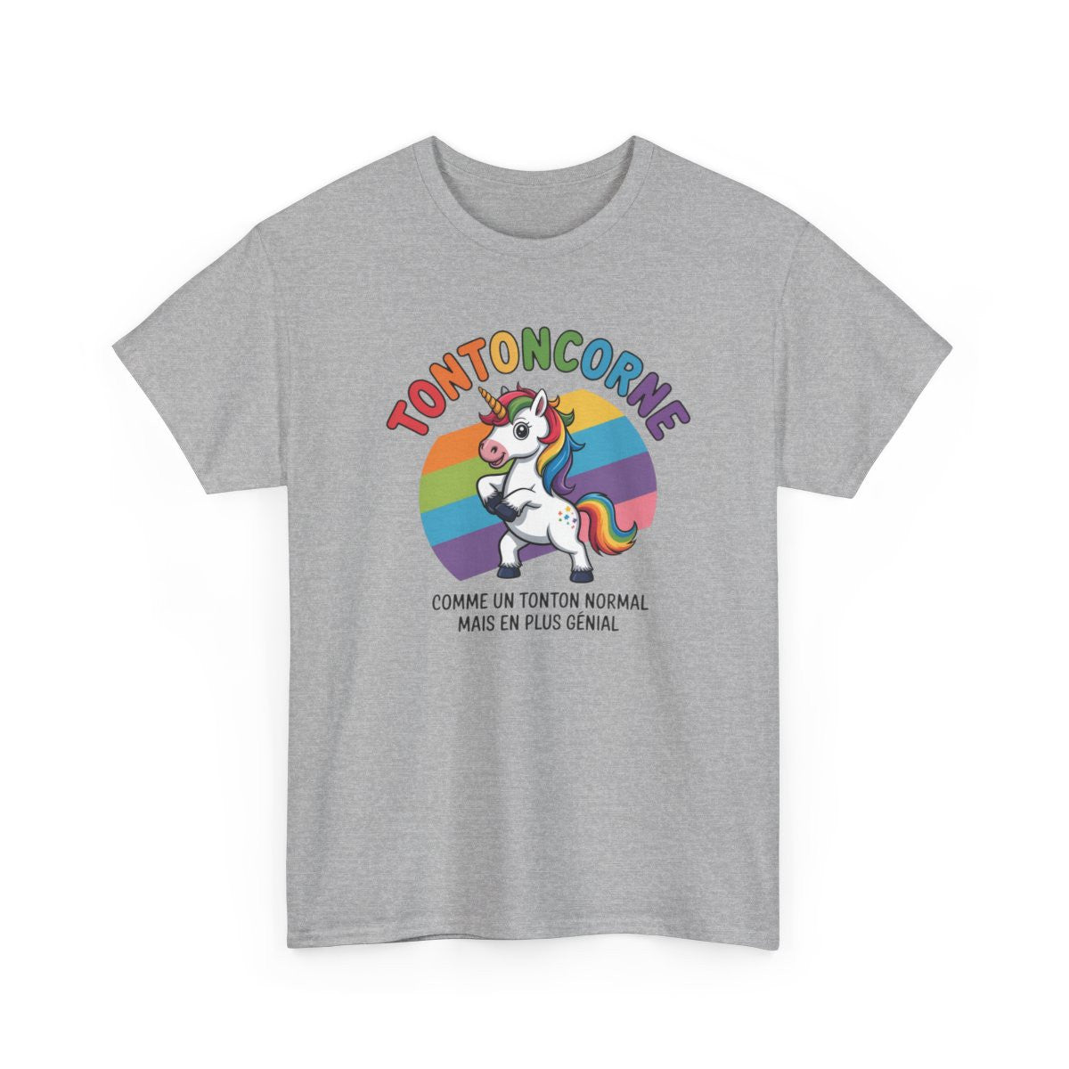 T-shirt Humour Tonton “Tontoncorne” – Comme un Tonton Normal Mais en Plus Génial – Blanc, Gris Sport, Noir