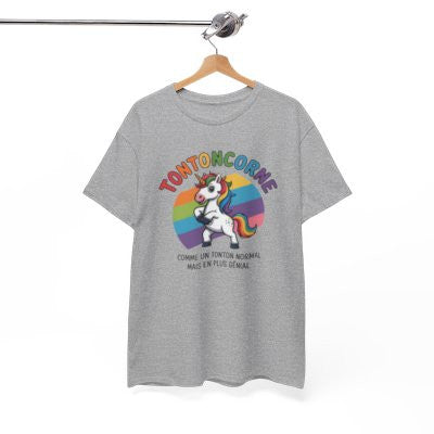 T-shirt Humour Tonton “Tontoncorne” – Comme un Tonton Normal Mais en Plus Génial – Blanc, Gris Sport, Noir